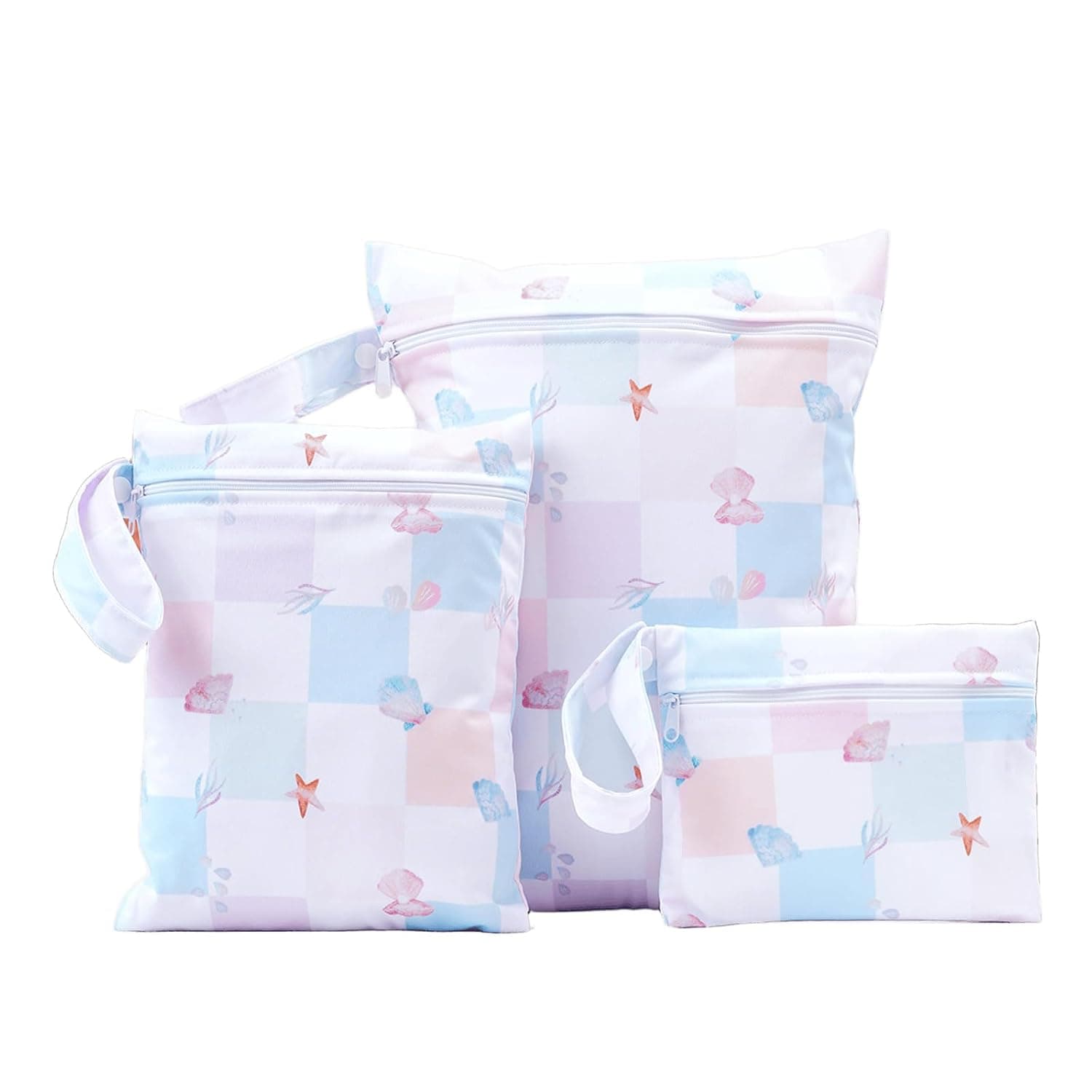 3-Pack Waterproof Wet Bags with Zipper - Reusable & Washable Storage Pouch for Swimsuits, Cloth Diapers, Wet Clothes - Ideal for Beach, Pool, Gym Travel and Baby Care (Multi-Size)