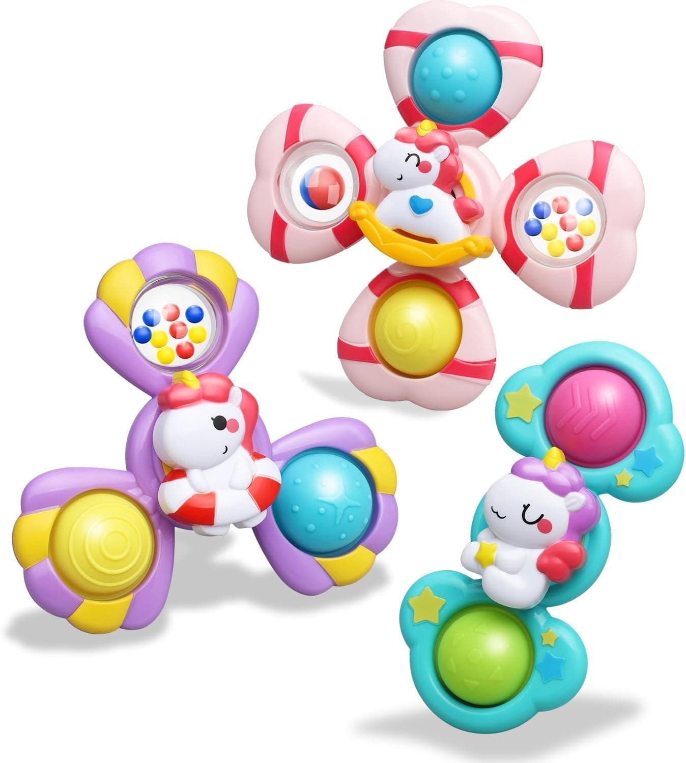 Pourbibi Suction Cup Toy Baby - Bath Toy, Bath Toy Baby from 1 Year, Rotating Toy for High Chair & Travel, Sensory Toy for Toddlers 1-3 Birthday Gift