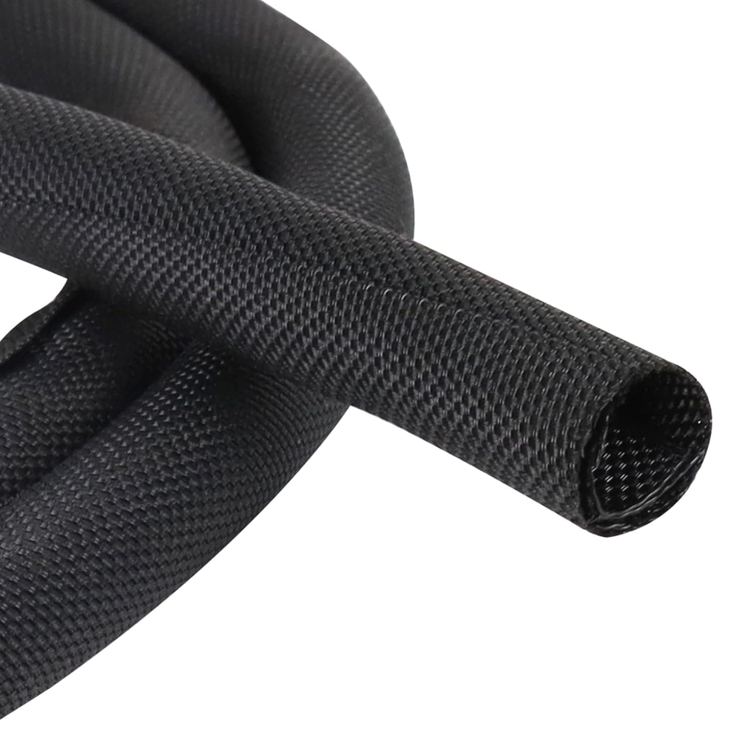 Braided Cable Management Sleeves, Self-Wrapping Wire Loom Tubing Cord Protector, Split Design for Easy Installation, Wear and Bite Resistant, Ideal for Home Office and Pet Safety (1/2" - 12 Feet)
