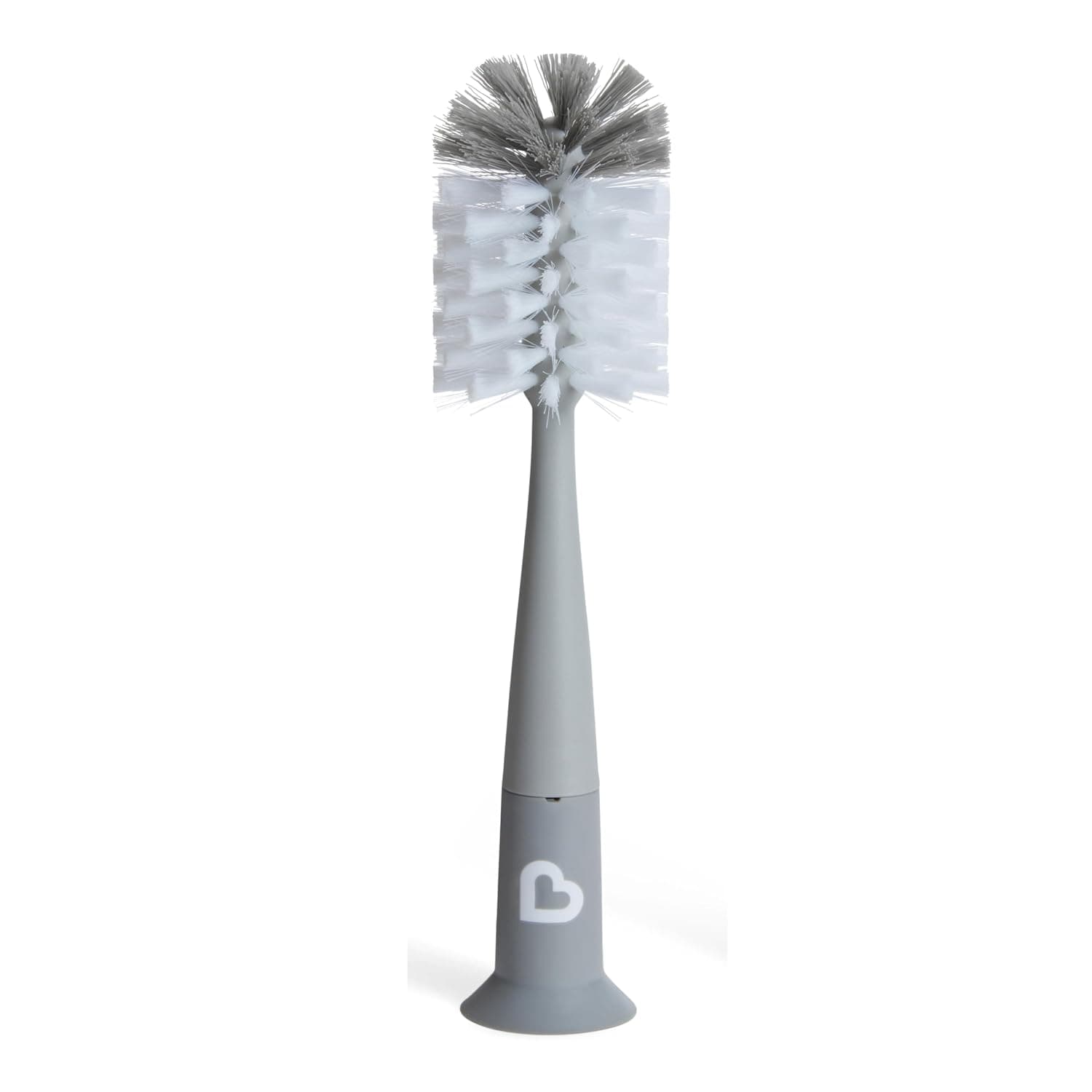 Munchkin Bristle Bottle Brush, bristle provide cleaner bottler, easy cleaning, with detachable teats cleaning brush, clean bottle for safe feed, Infant/Baby/Toddler/Kids, Color-Grey