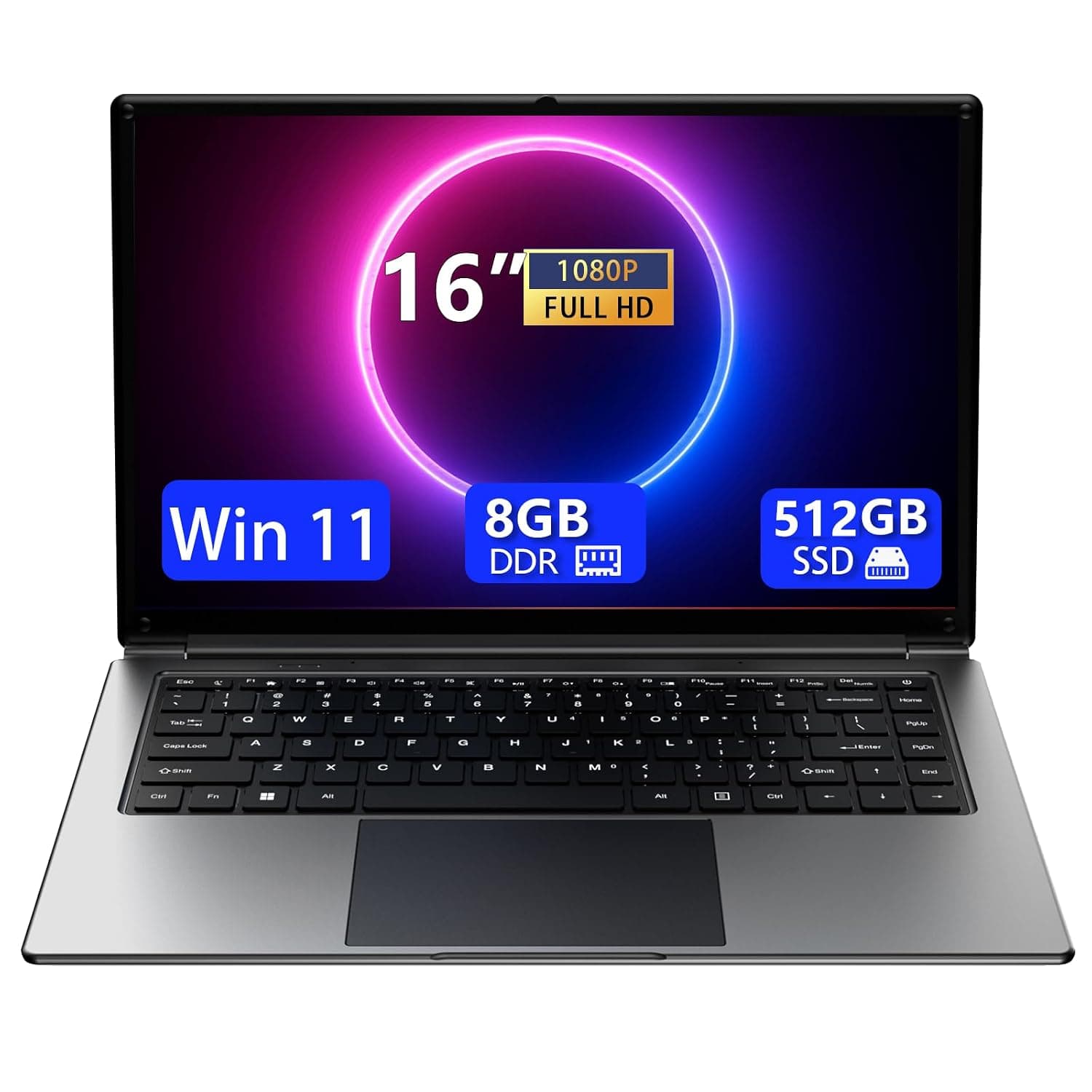 Morostron 16 Inch Laptop Portable with 8GB DDR and 512GB SSD, Expandable to 1TB.Pentium Quad-Core Processor up to 2.64GHz.9000mAh Battery.Mini HDMI Interface.Dual Band Wi-Fi.Webcam