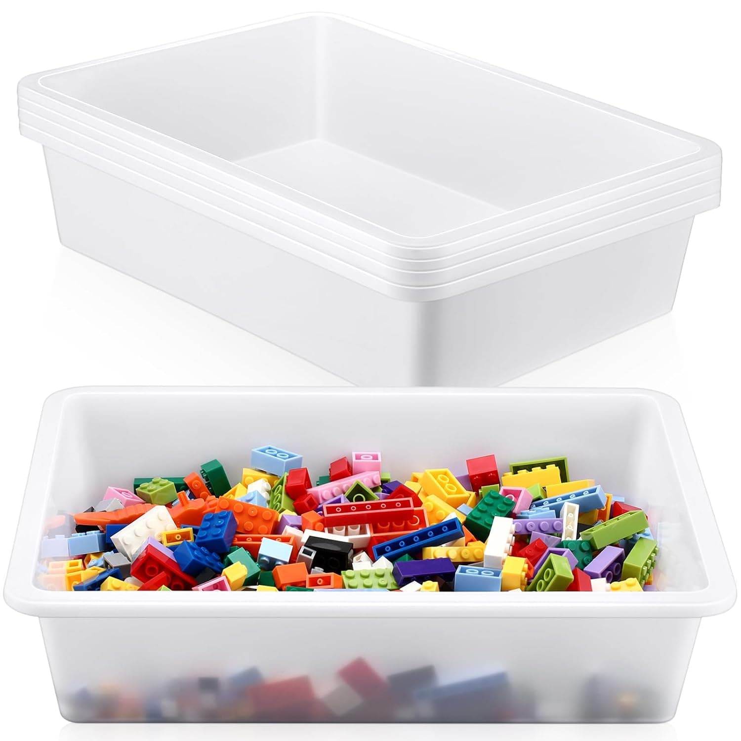 Hoteam 5 Pcs Paper Trays for Classroom Plastic Storage Bin Tray Bulk Stackable File Organizer for Back to School Office Teacher Book Organization Supplies(White,13.78 x 9.84 x 3.15 Inch)