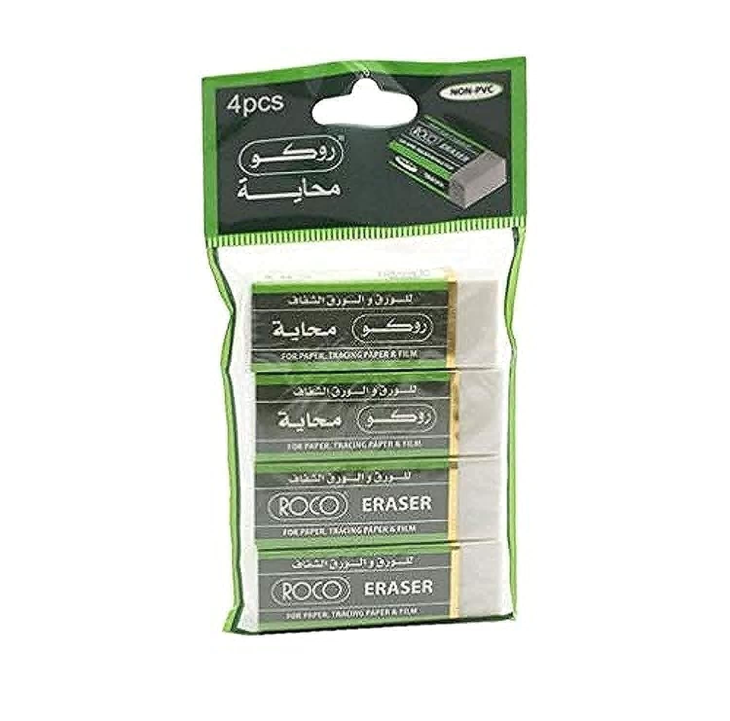 Roco Eraser - 4 Pcs, Multicolor, RQ-28826A