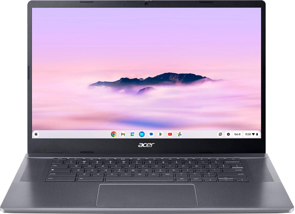 acer - Chromebook Plus 515 – 15.6" Full HD Laptop - Intel Core i3-1215U with 8GB LPDDR5X – 256GB UFS - Steel Gray