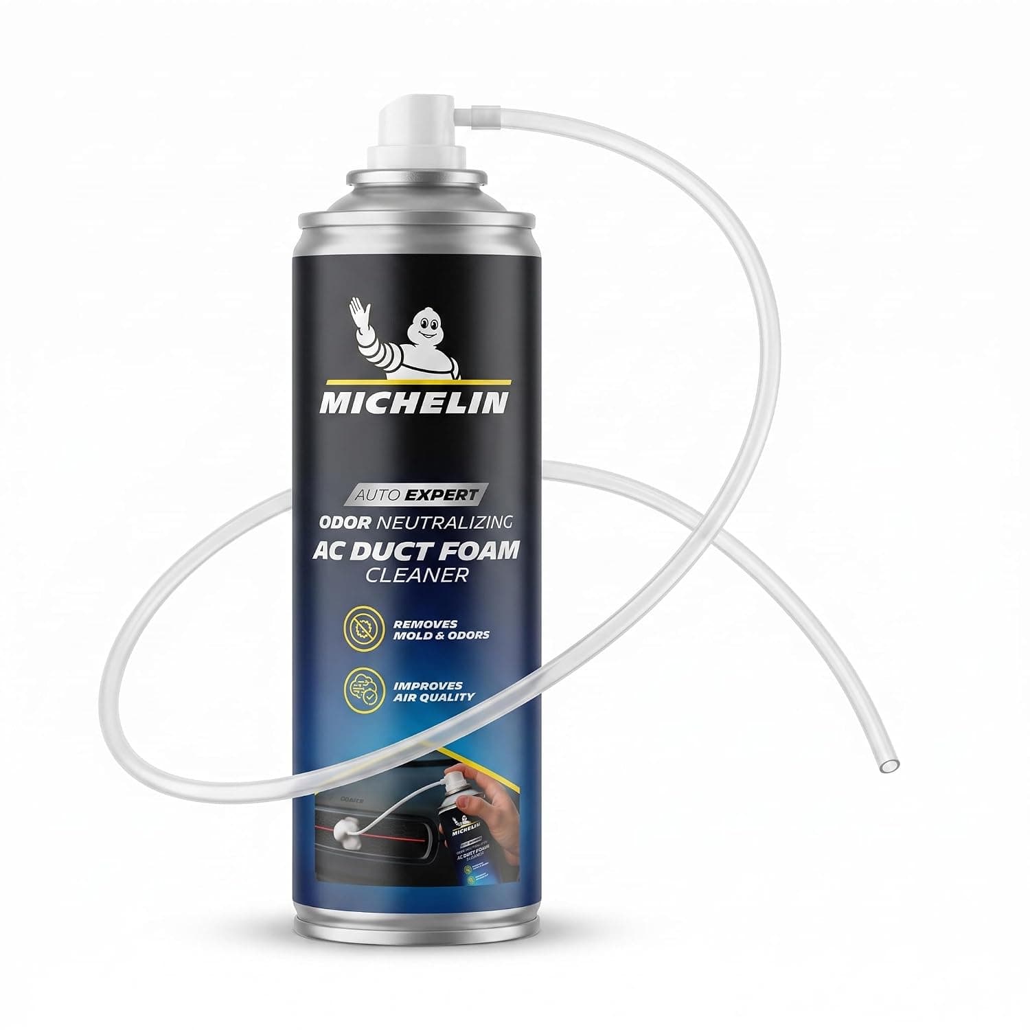 MICHELIN AC Duct Cleaner for Car 250ml Deep-Cleaning Expanding Foam AC Cleaner for Car, Eliminates Dust, Mold & Odors | Restores Airflow with Fresh & Hygienic Cabin | Plastic & Metal Safe