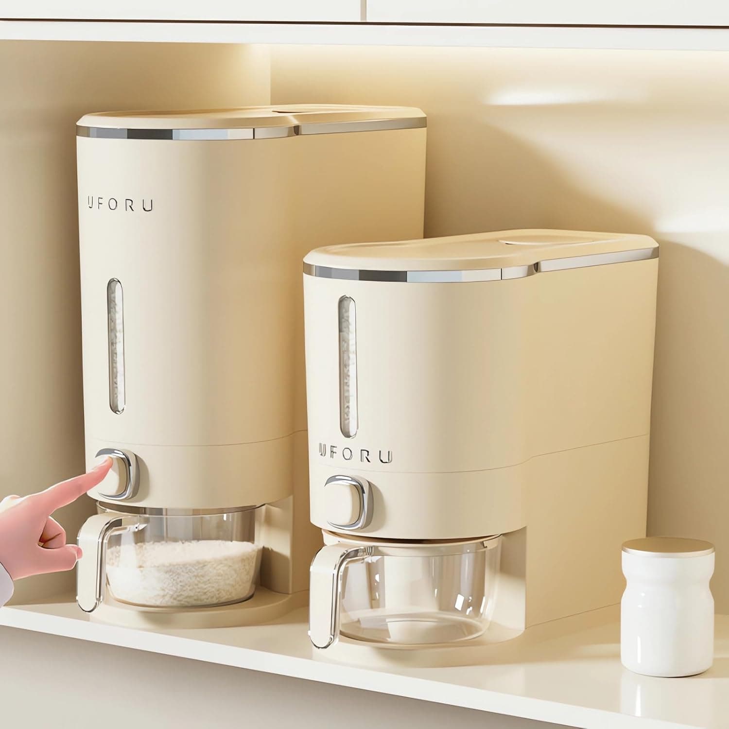Large Rice Dispenser with Measuring Cup,Rice Storage Box with Time Scale, Dry Food Grain Flour Soybean for Kitchen Pantry Countertop (5KG)