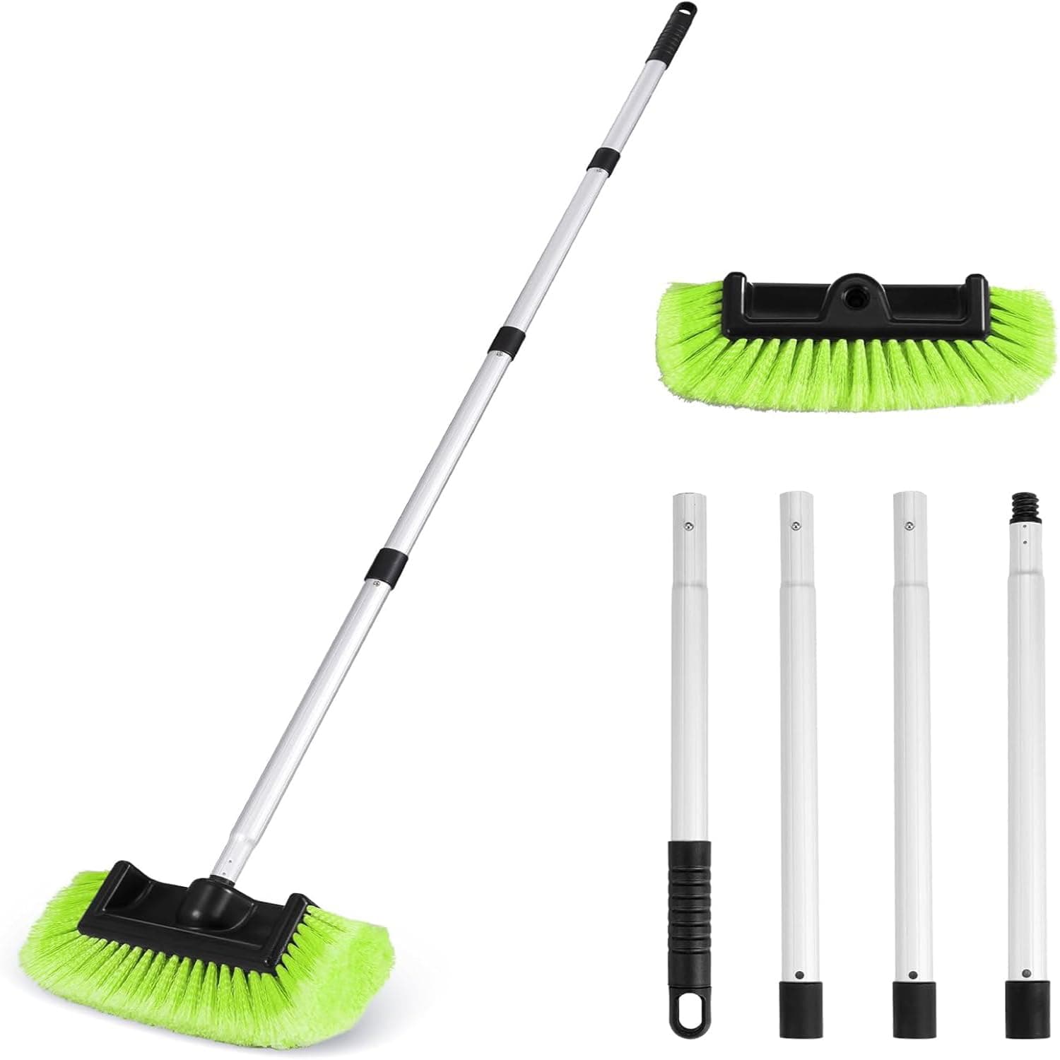 Sumkyle Long Handle Car Wash Brush, Soft Car Cleaning Brush Accessories, Car Exterior Washing Brush, Car Wash Brush Anti-Scratch Mop Set, Universal for RV, Truck, SUV, 157cm (Green)