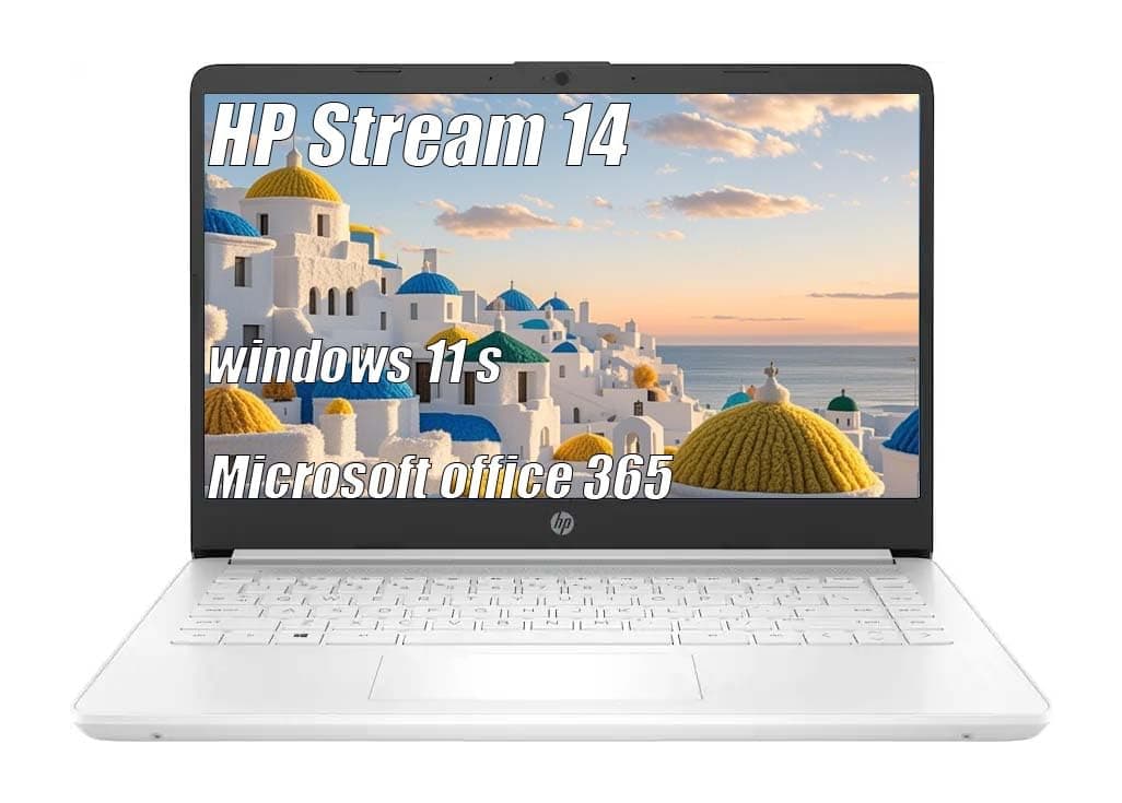 HP Stream 14 Inch Laptop for Student,Intel Celeron N4120, 16GB RAM, 64GB eMMC, Microsoft 365, 720p Webcam, Windows 11 S, Long Battery Life, with 5ave Accessories, White
