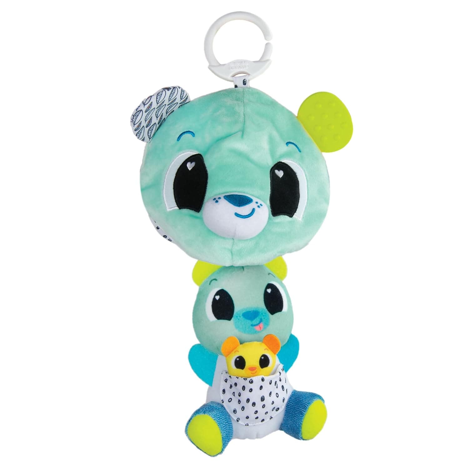 Lamaze L27469 3-in-1 Clip & Go Bear, Carry Along, Pram Baby Toy, Toy for Babies with Colours and Sounds, Development Toy for Boys and Girls from 0 to 24 Months, Blue
