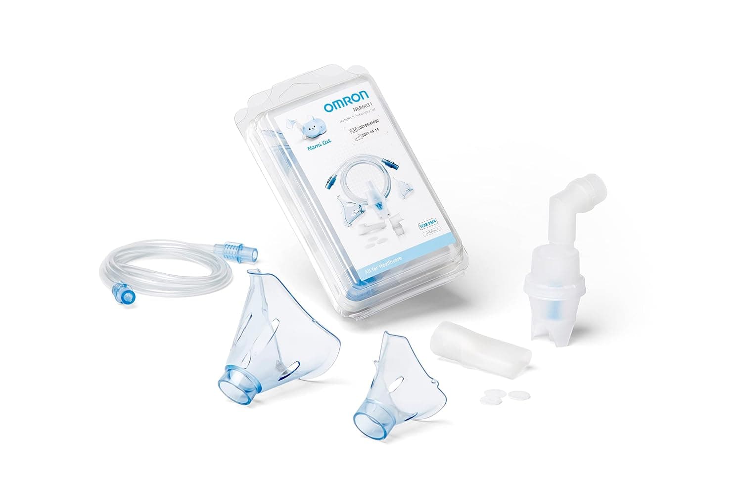 OMRON NEB6031 Complete Accessory Set for Adults & Kids | Aerosol Nebuliser Accessory Set | Masks, Mouthpiece, Nose Pieces, Air Tubes, Air Filters