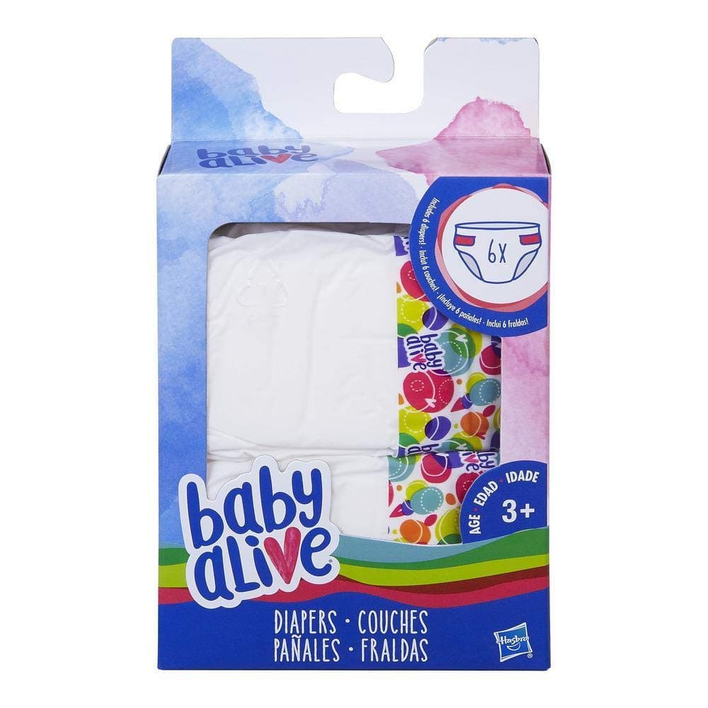 Baby Alive Hasbro 6 Pack Pink Pattern Cotton Doll Diapers
