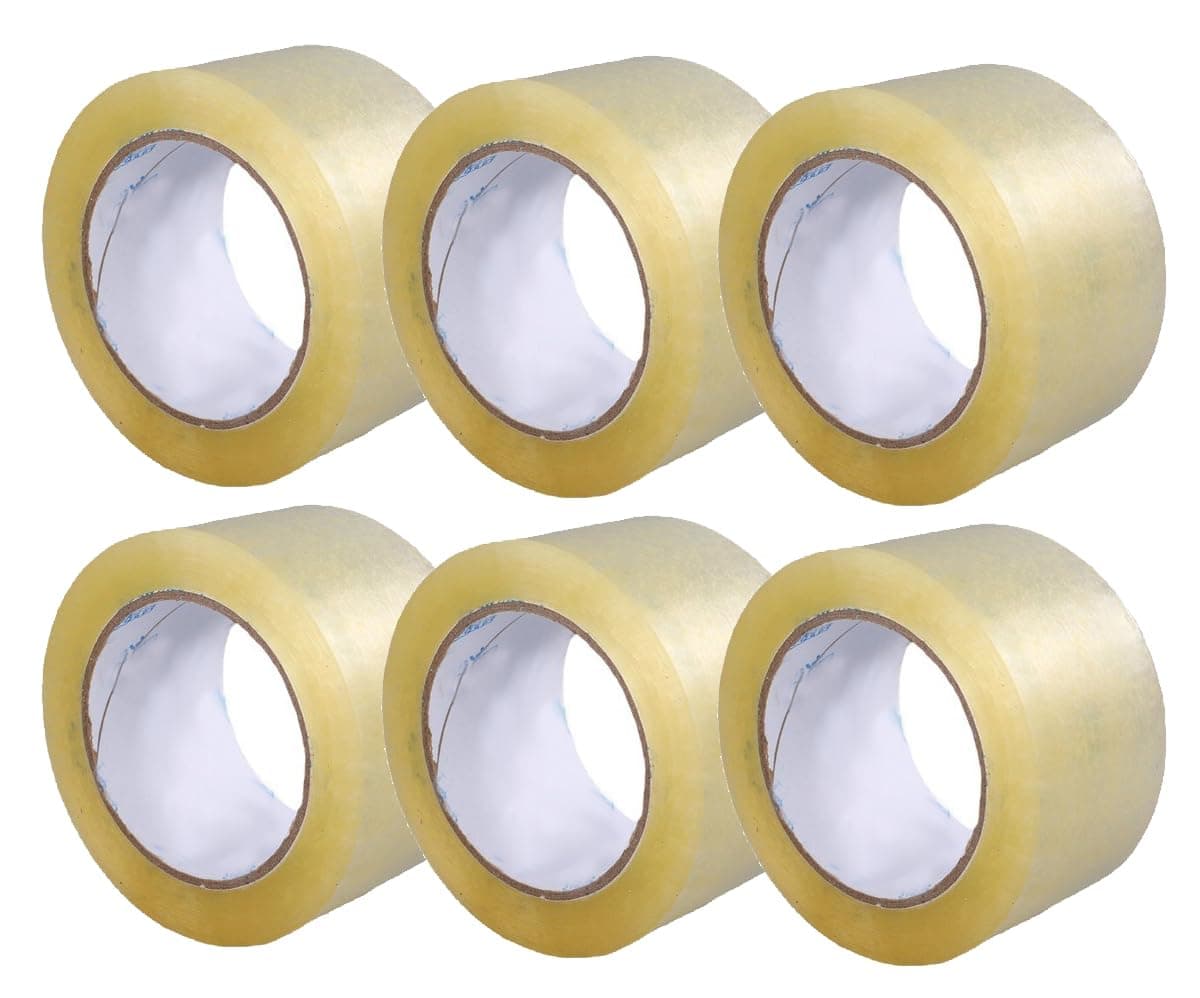 ECVV 6 Pcs Clear Packing Tape Strong Heavy Duty Packaging Tape Strong Adhesive Tapes for Shipping Packaging Moving Sealing, 4.8CM x 60M Per Roll, 6 Rolls