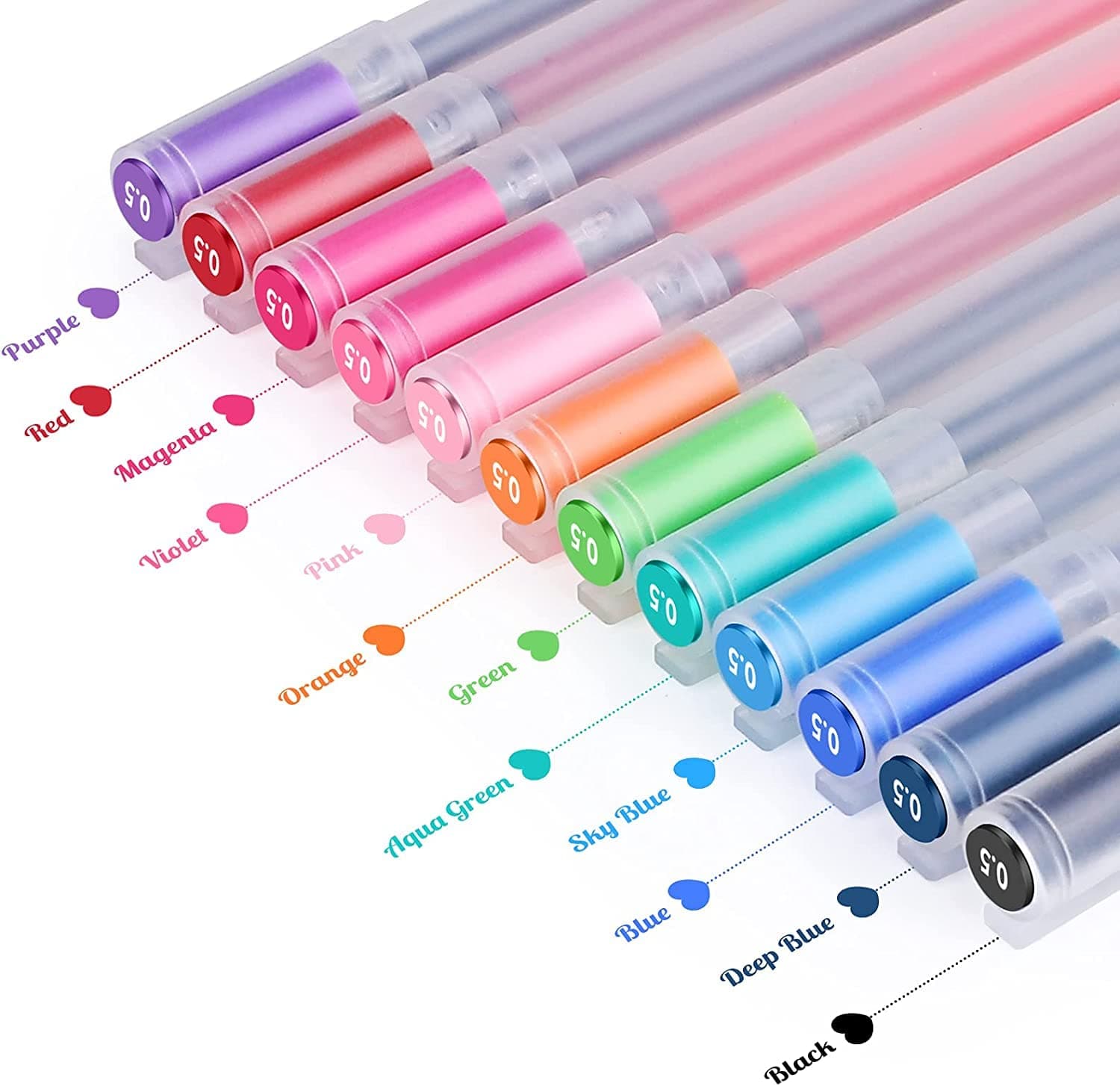 Gel Pens 12 Colors, Ball Point Pens Fine Point, 0.5 mm Ink Pen, Note Taking Pens for Japanese Korean Office School Stationery Supplies