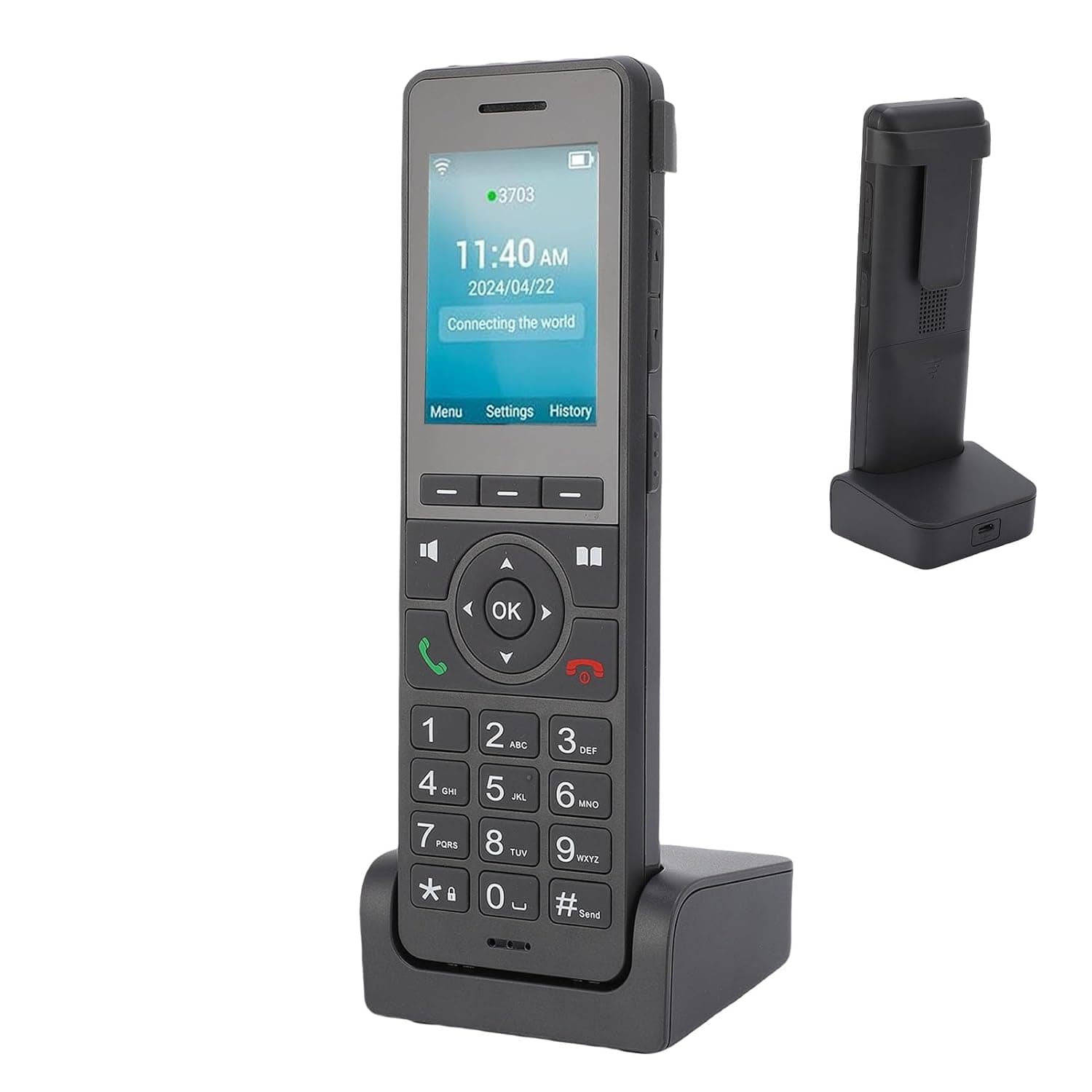 هاتف لا سلكي 4G LTE, VoLTE SIP Desktop Phone with 2.4 Inch Color Screen1600mAh Battery Bluetooth and Water Resistant Design for Home Office VoIP