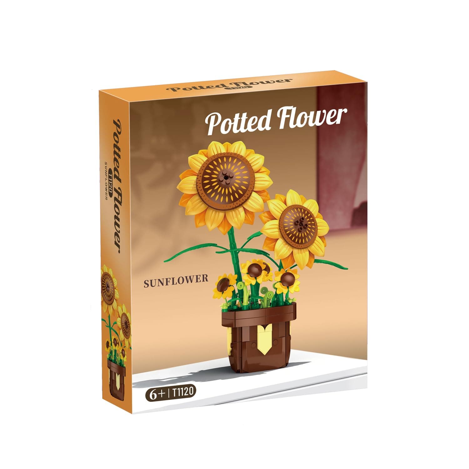 Sunflower Construction Kit with Vase, 320 Pieces Clamping Blocks Flowers Sunflowers, Bouquet Bonsai Construction Kit, Gift, Collectibles for Adults, Girls, Boys, 6+