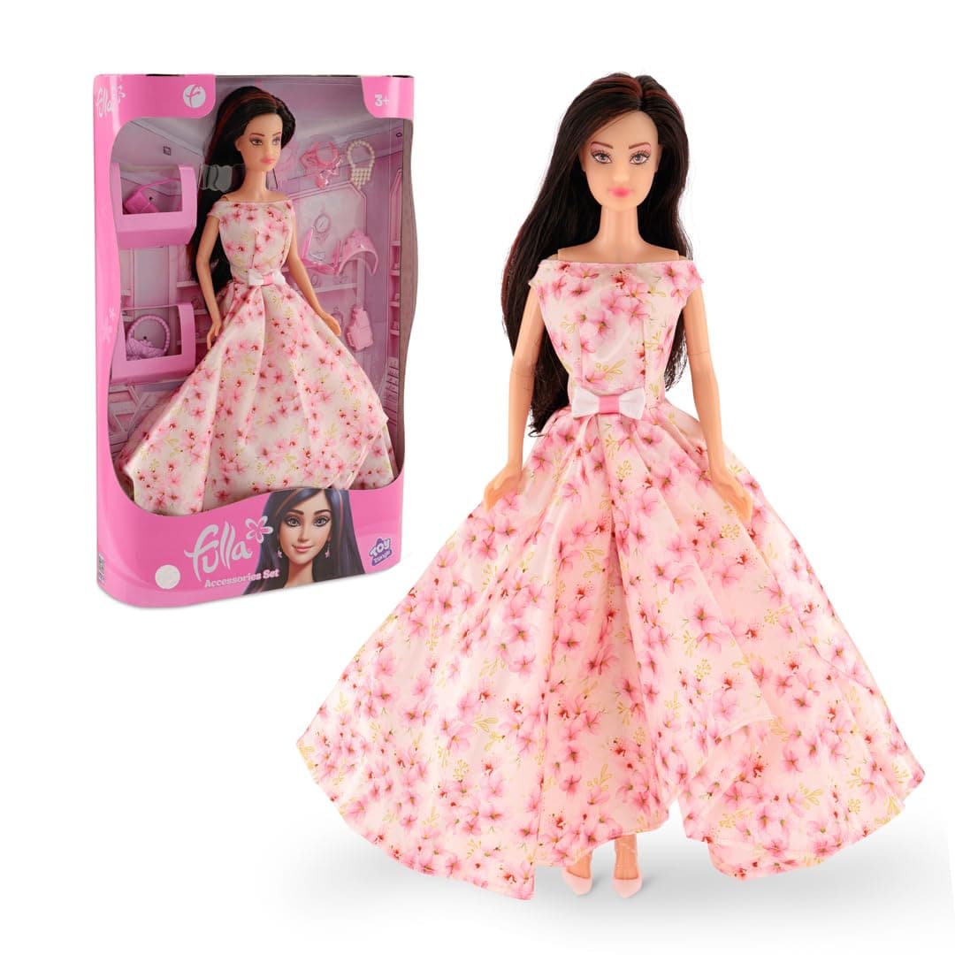 Fulla Fashion Doll with Dress-Up Accessories Includes Glasses, Crown Bag, Hair Tools, Shoes and Necklace & Creative Outfit Play for Girls – Fun Gift for Styling and Doll Lovers