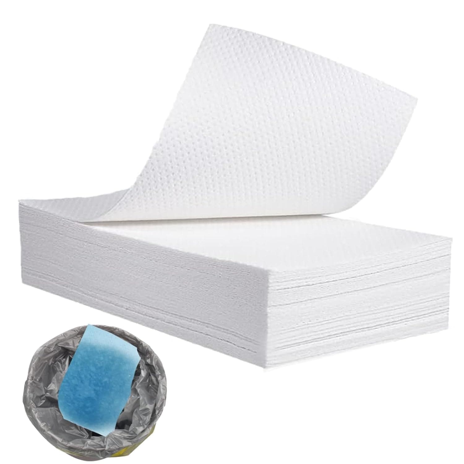 40Pcs Absorbent Commode Pads, Disposable Bedside Commode Liners for Commodes Chair, Bedpan &Urinals, Bucket Toilet, Reduces Odor from Liquid Waste, Easy for Seniors or Kids & Reduces Odour,16 X 12 Cm