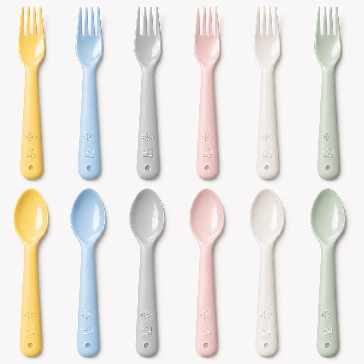 Kids Spoons and Forks Toddler Utensils Plastics Reusable Silverware Baby Cutlery Set Feeding Dinnerware Utensils BPA Free Microwave Dishwasher and Freezer Safe