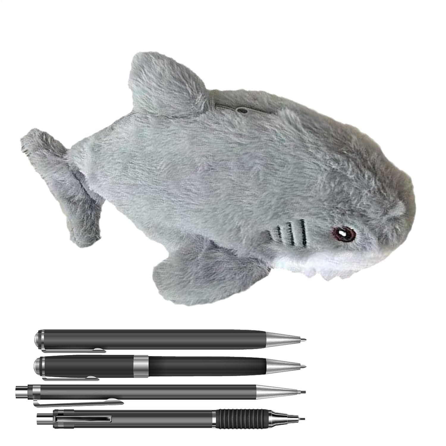 Plush Pencil Case Cute Zippered Pens Markers Erasers Rulers Keychains Tapes | Cartoon Shark Pencil Bag Erasers Rulers Keychains Tapes Crayons Ballpoints for School
