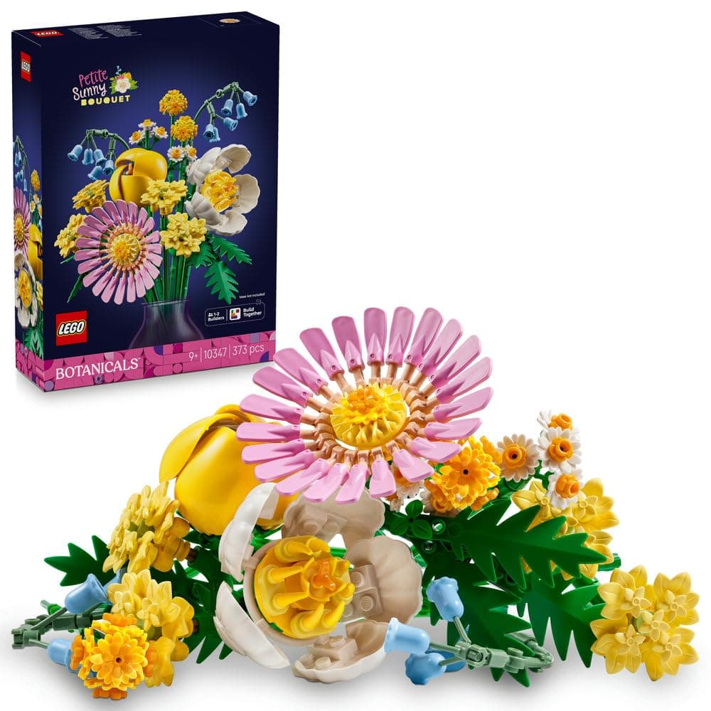 LEGO Botanicals Petite Sunny Bouquet 10347 | Faux Flowers Building Set, Bluebells, Daisies & Tulips, Bedroom Decor, Gift for 9+ Year Old Girls & Boys, 373 Pieces