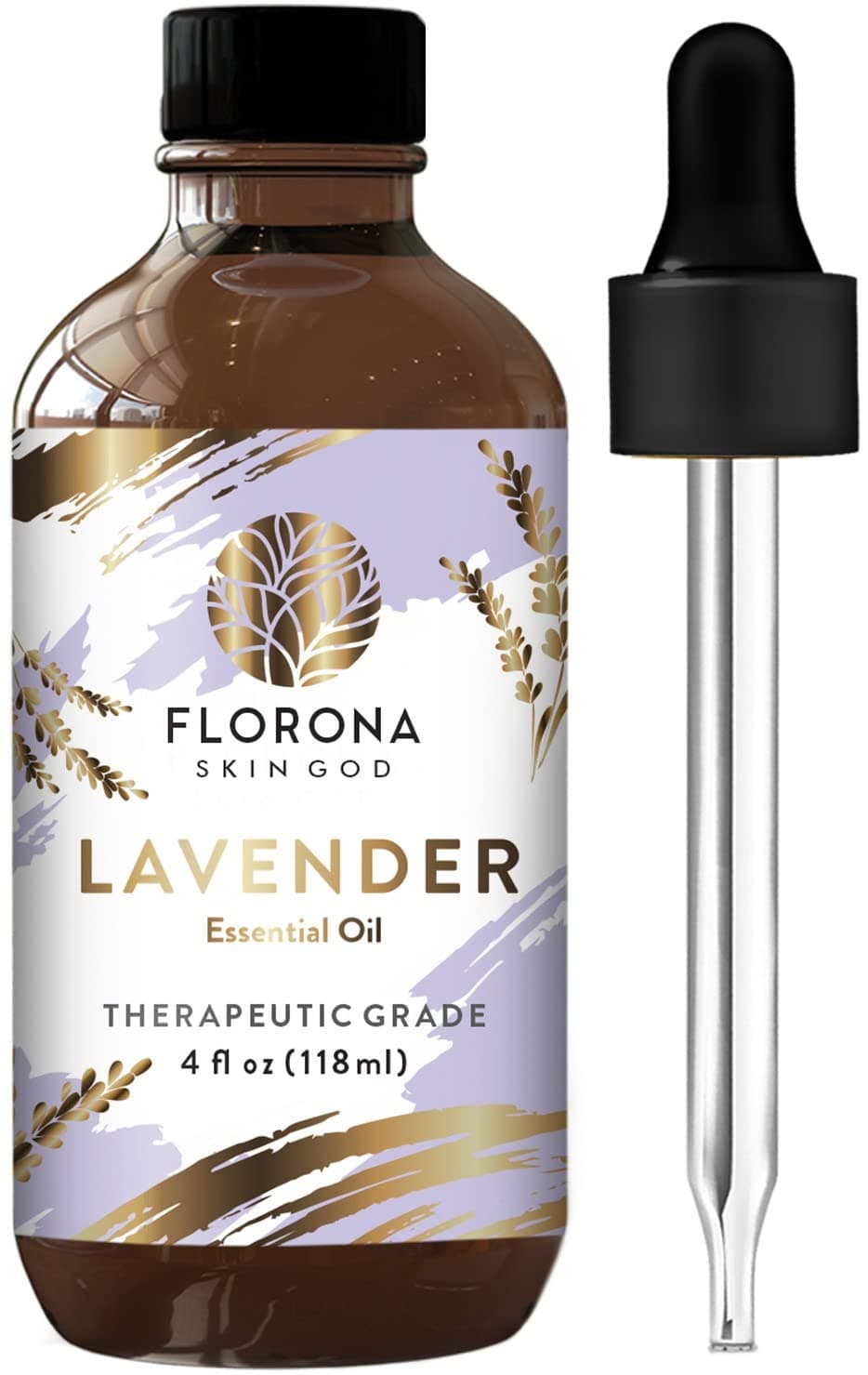 Florona Lavender Premium Quality Essential Oil - 4 fl oz, Pure for Hair, Skin Massage, Fragrance, Diffuser Aromatherapy, Soap Making, Candle Making