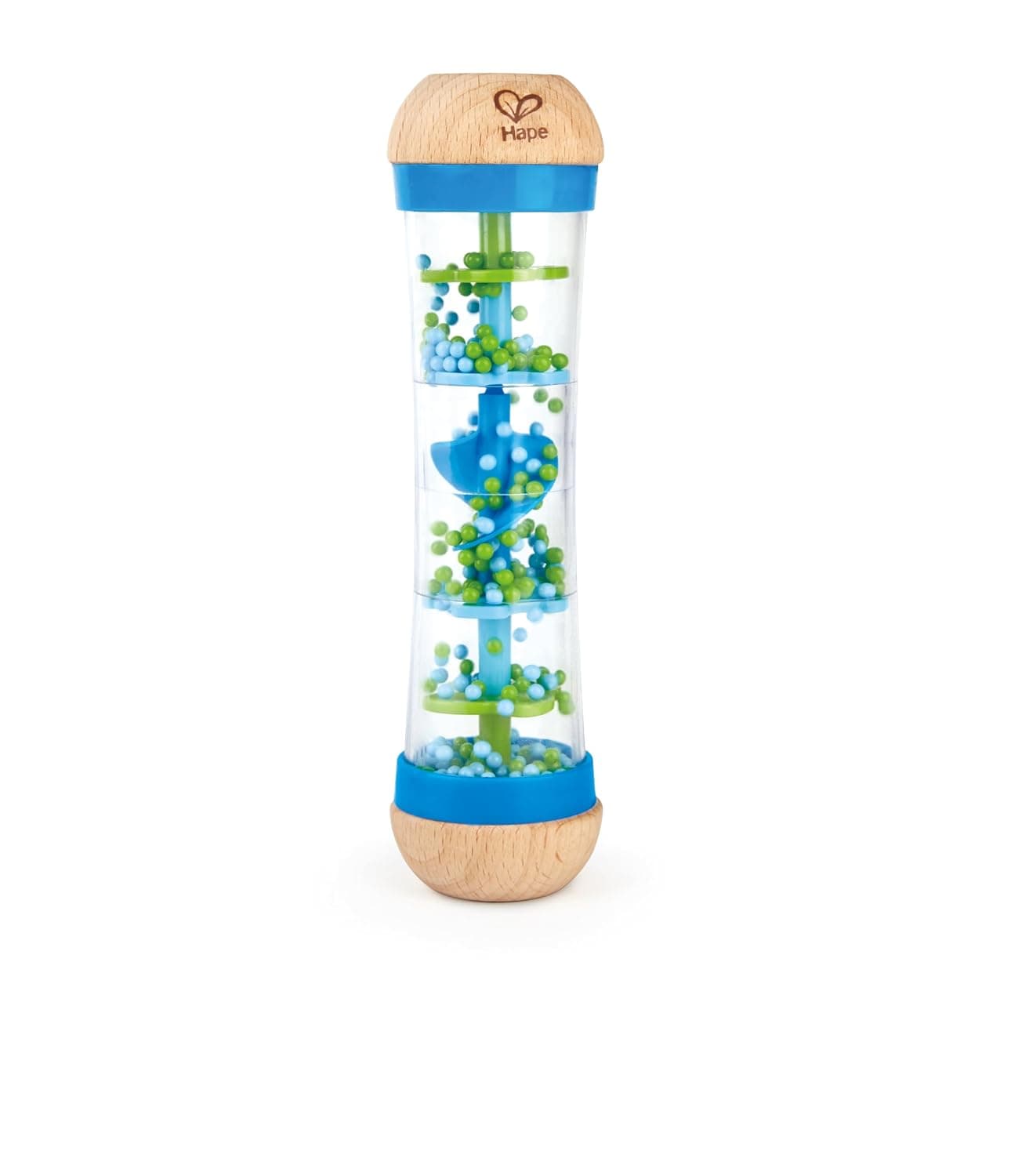 Hape Beaded Raindrops | Mini Wooden Musical Shake & Rattle Rainmaker Toy, Blue