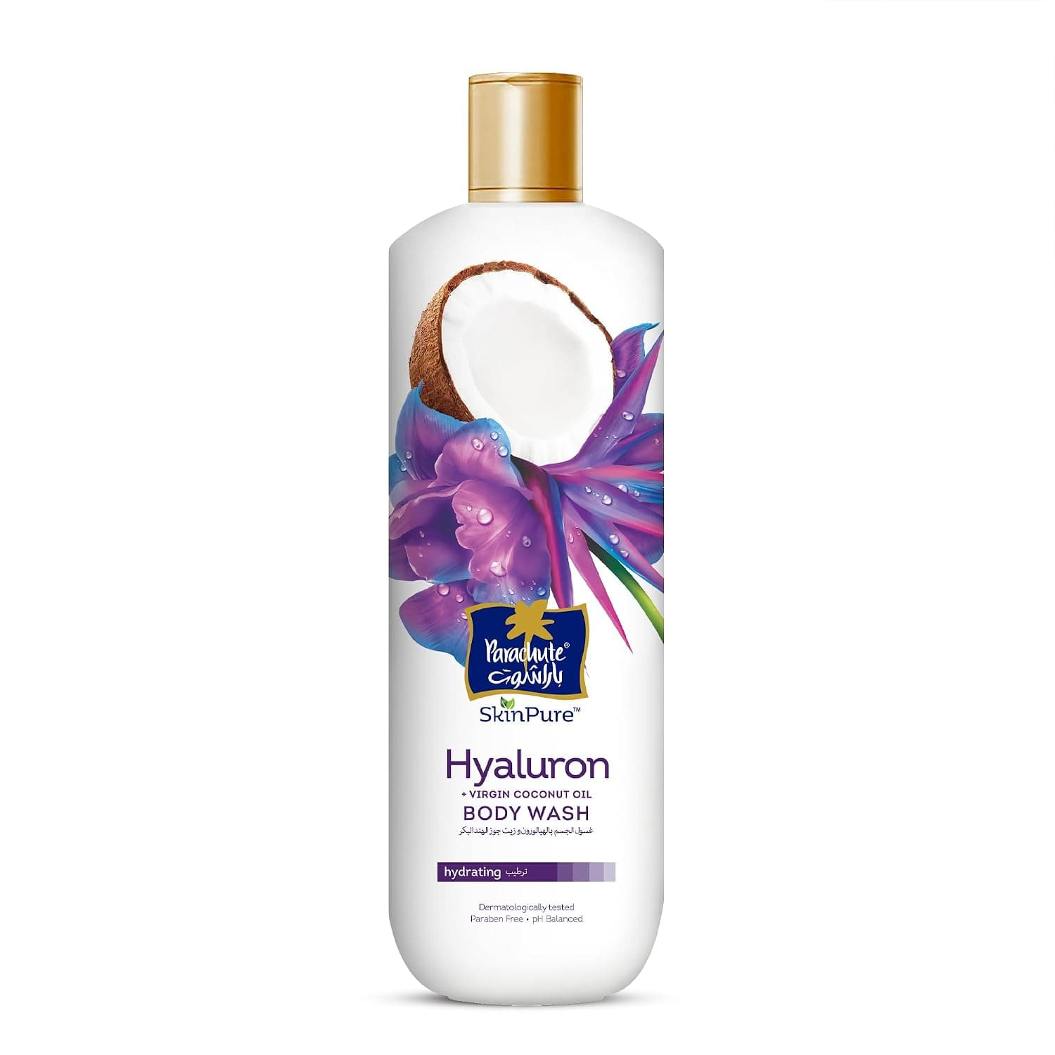 PARACHUTE SKIN PURE BODY WASH HYALURON | 100% Virgin Coconut Oil | Hydrating Body Wash | Soap Free, Pabaen Free, restores pH Balance | Dermatologically Tested | 400ml