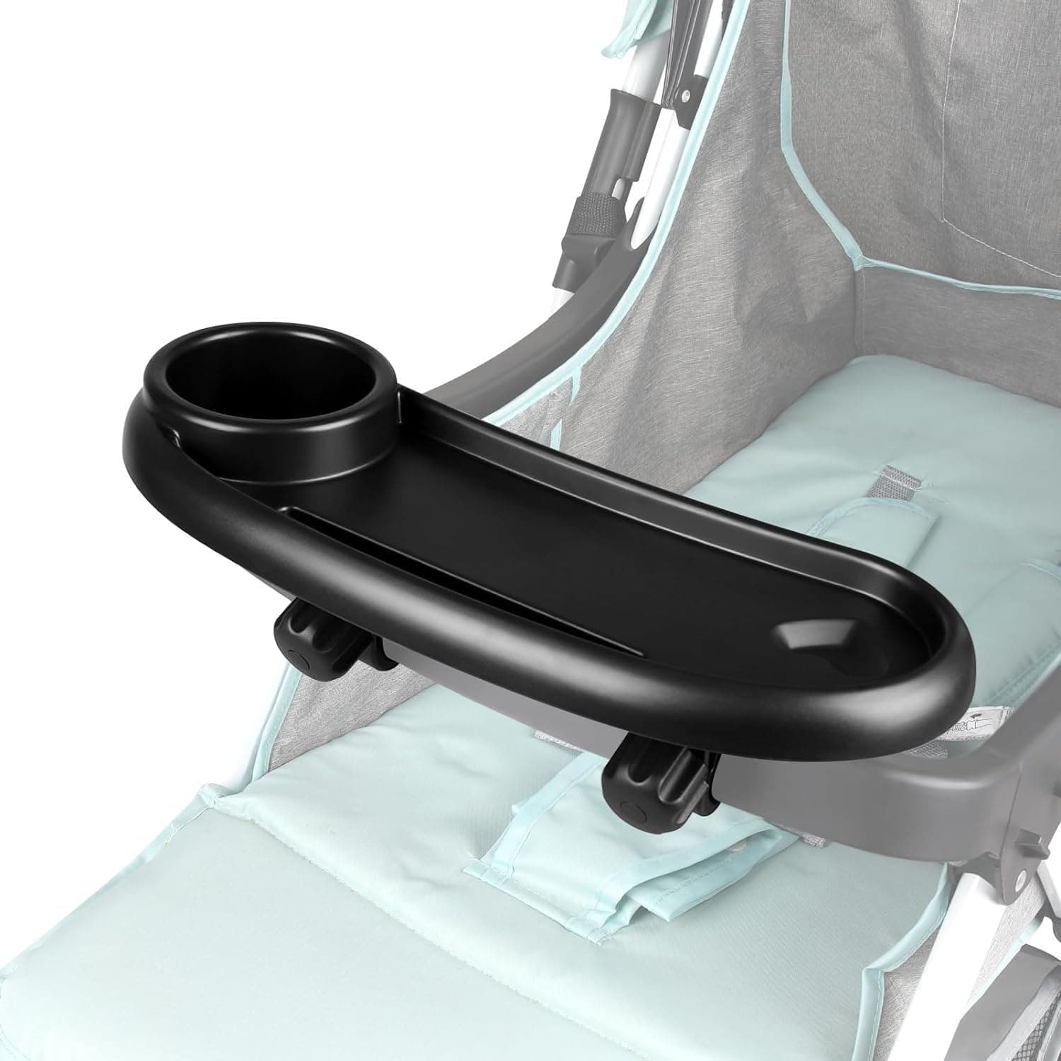 3 in 1 Stroller Cup Holder with Snack Tray, Universal Stroller Tray for Snacks On The Go, Stroller Snack Tray Bottle Holder Stroller Accessory, Black