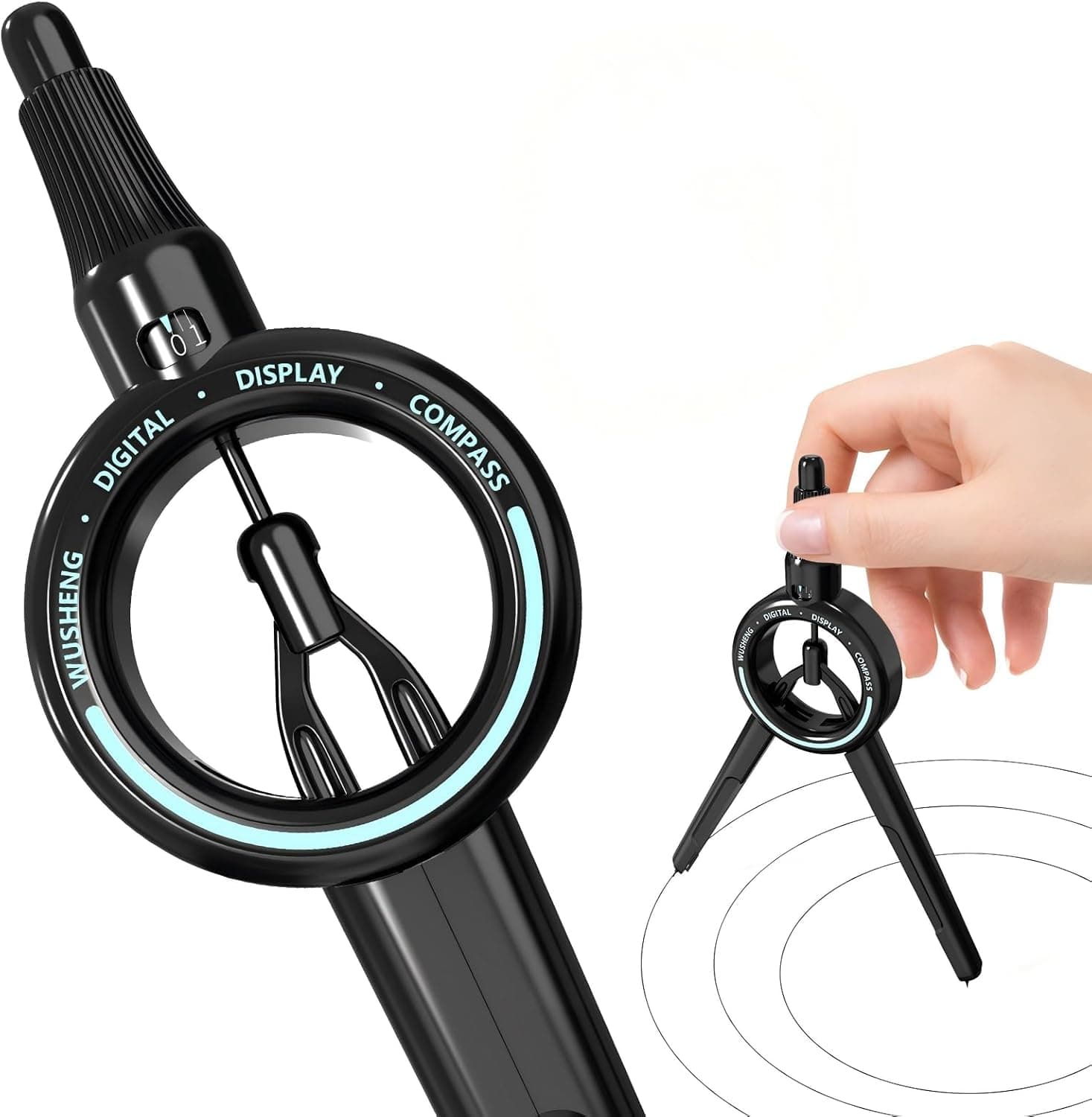 Compass Geometry Tool, Visible Radius Math Compass Compatible with 0.5mm Lead, Professional Drawing Compass for Geometry, Math, Drafting, Drawing, Measuring, Back to School Supplies