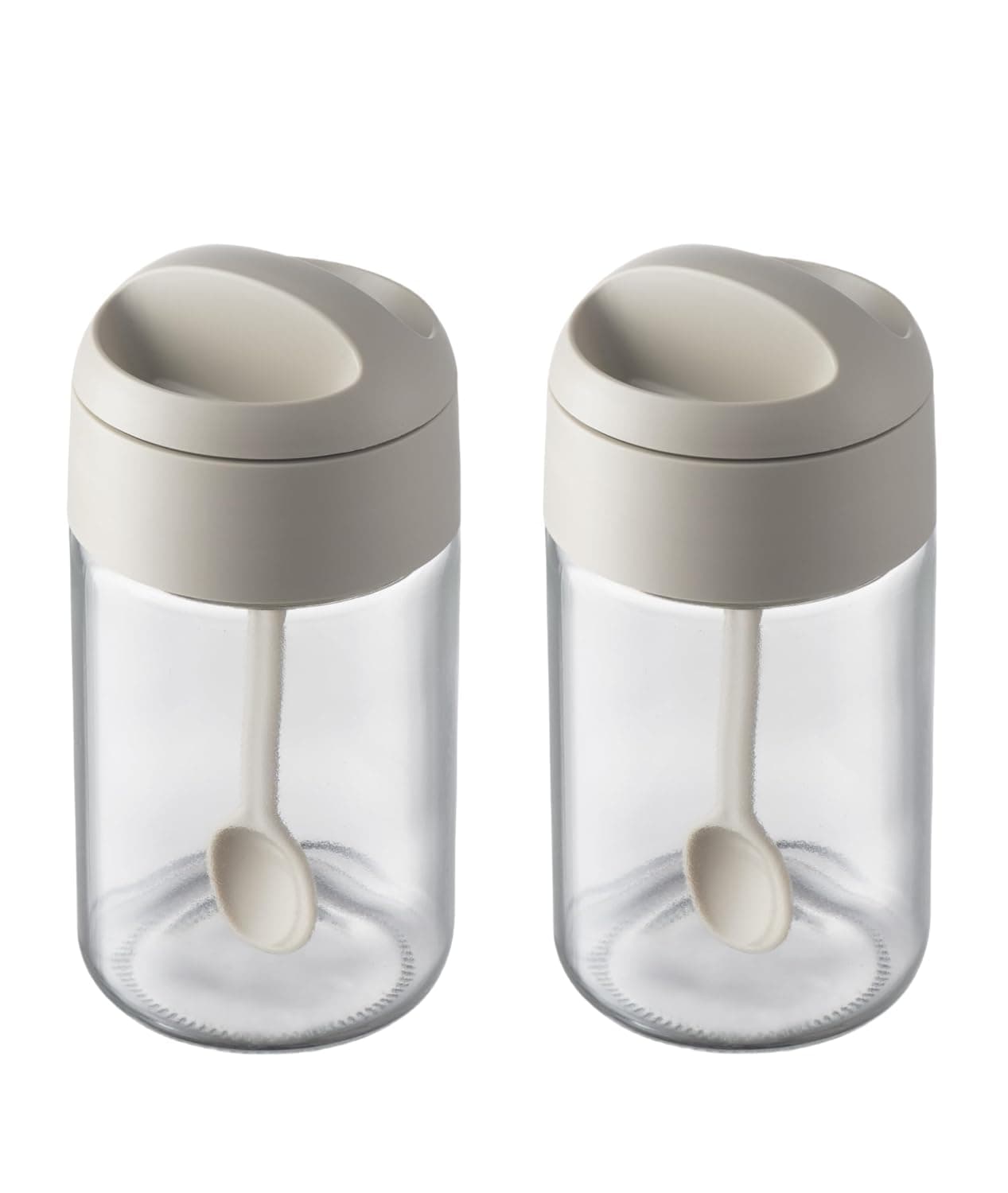 Sugar And Salt Container Set, Spice Jars With Lid And Spoon, 8.8 OZ Salt Sugar Glass Condiment Pots Transparent Storage Container For Kitchen Counter Keeping Sugars, Salts, Spice, Sauce