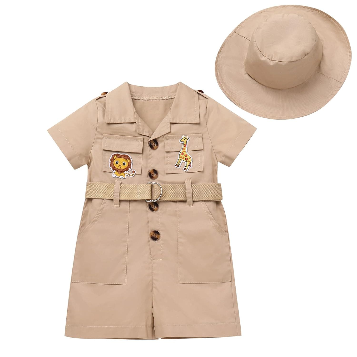 ODASDO Safari Outfit For Baby Girls Boys Birthday Party Cake Smash Toddlers Zookeeper Suit Froest Adventure Explorer Clothes