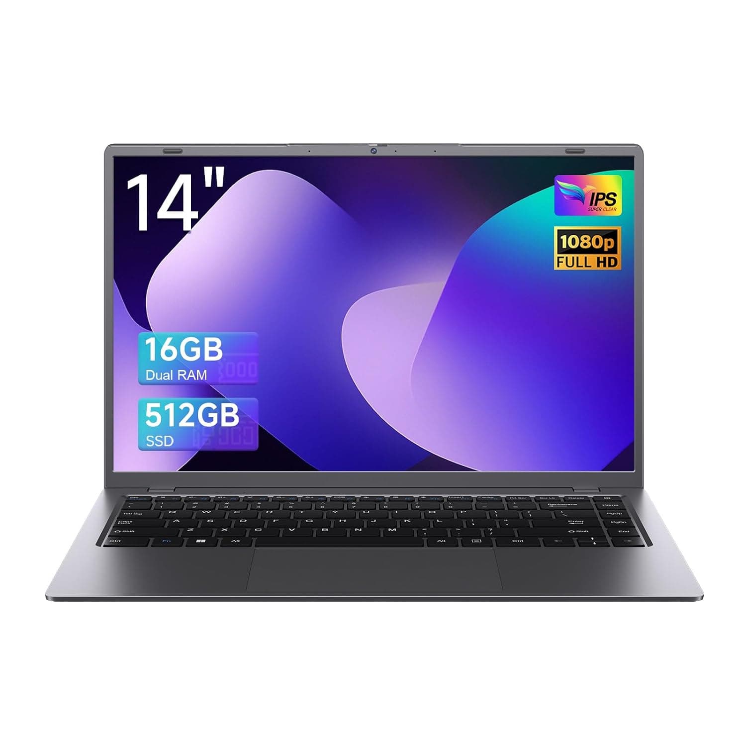 14 Inch Laptop, 16GB RAM 512GB SSD, FHD IPS Display, Student & Home Use | Laptop computer with WiFi 5, Bluetooth 5.0, Type-C, and USB 3.2 for classes, office tasks, home use, and travel