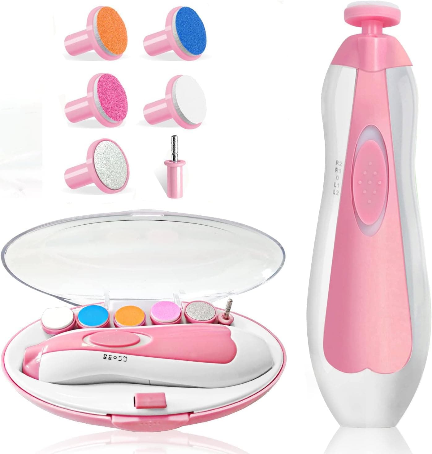 ALMEKAQUZ 6-in-1 Baby Nail Trimmer,Upgraded Electric Baby Nail Clipper,Electrically safe Baby nail clippers,Toes Fingernails Care Trim, Newborn and Kids Nail Kit, also available for adults