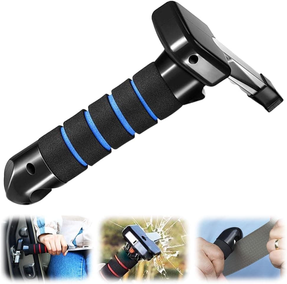 ALMEKAQUZ Assist Handle, Upgrade Multifunctional Car Support Tool with Night Light, Stable Door Latch Accessory for Seniors and Handicapped Blue Vehicle Interior Use