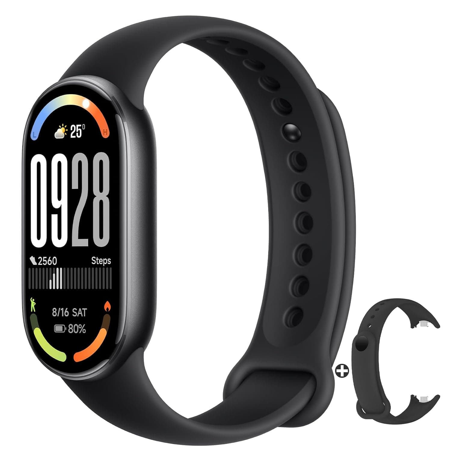 Xiaomi Smart Band 10 - Battery Life up to 21 Days, 1.72" Display, AMOLED with 60Hz Refresh Rate, Sleep, Stress, SpO2, Heart Rate Monitor, 5 ATM, Mi Fitness, Black