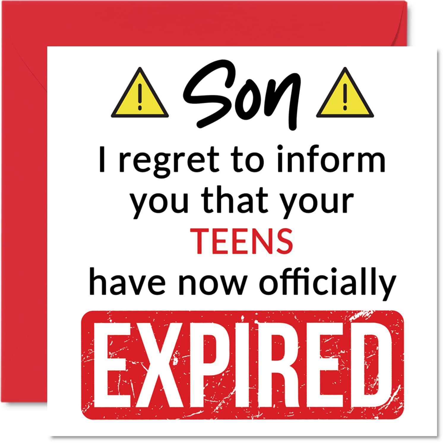 Funny 20th Birthday Cards for Son, Your Teens Have Expired | Happy Birthday Card for Son from Mum or Dad Parents, 145mm Banter Joke Humour Bday Greeting Cards Gift