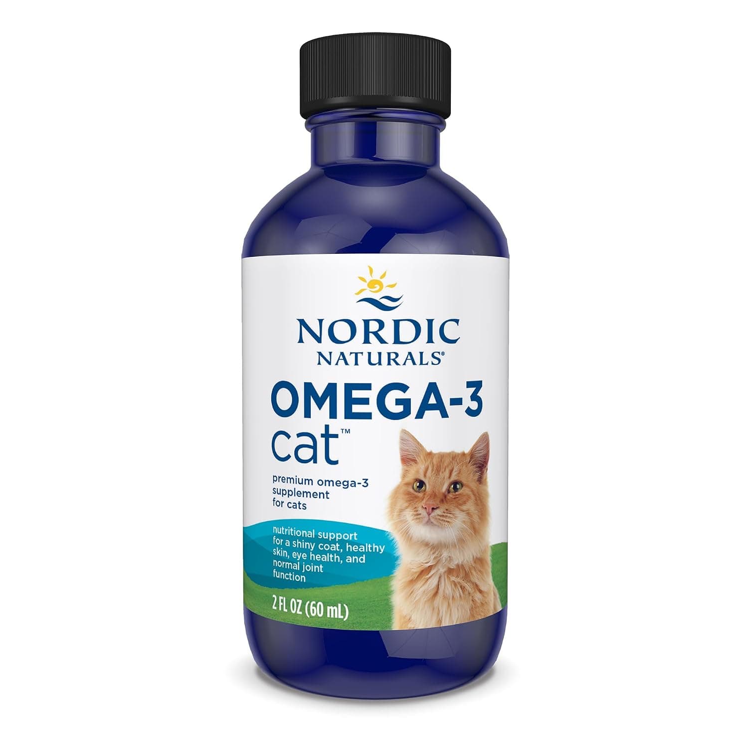 Nordic Naturals Omega-3 Fish Oil for Cats, w/EPA & DHA, Liquid - 2oz | 304mg Omega-3 per mL for healthy skin & coat. Reduces shedding, improves shine. Easy liquid format mixes with food. Non-GMO