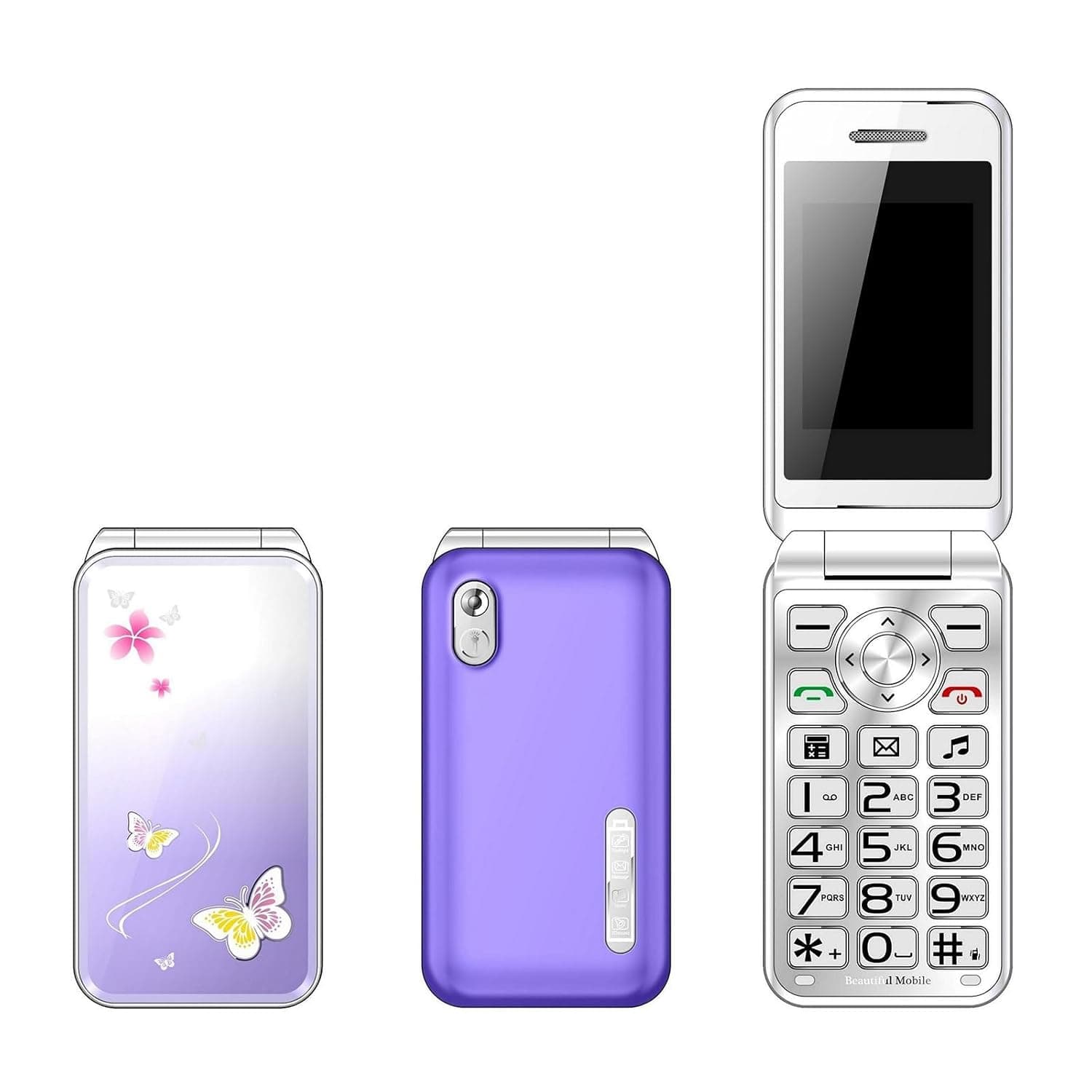2G Dual SIM Mobile Phone, Unlocked Flip Phone, with SOS Function/Flashlight, 8800mAh Battery, Vibration Motor + Big Button, with Camera+Recordable, Easy to Use,Purple