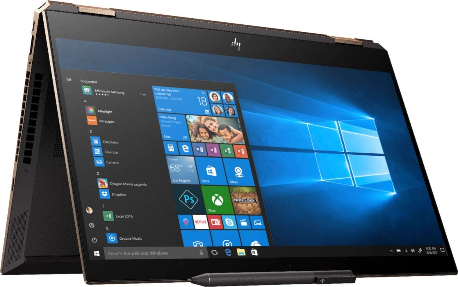 HP Spectre x360-15t Home and Business Laptop (Intel i7-8565U 4-Core, 16GB RAM, 512GB SSD, 15.6" Touch 4K UHD (3840x2160), NVIDIA GeForce MX150, Fingerprint, Wifi, Bluetooth, Webcam, Win 10 Home)