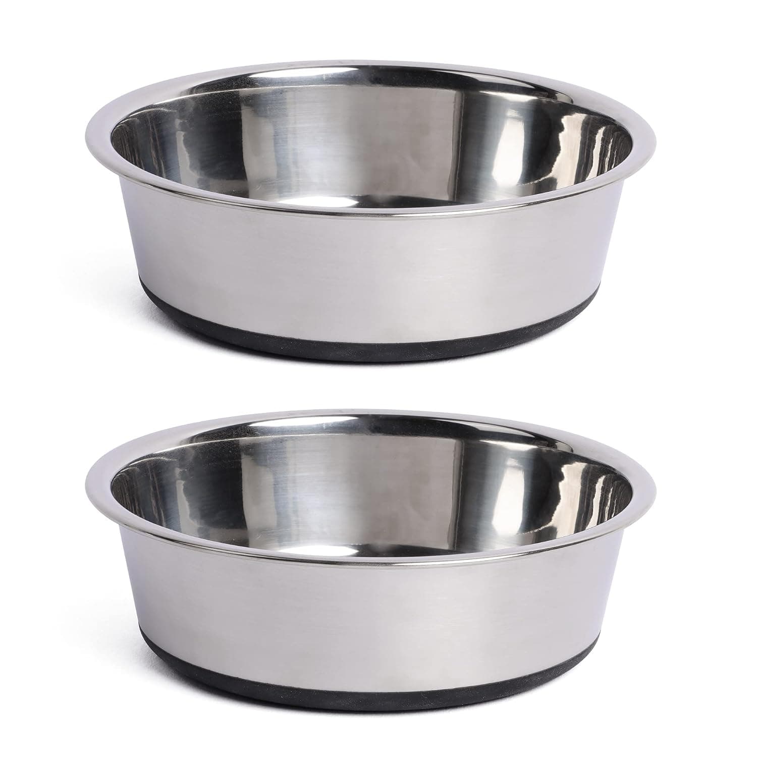 Stainless Steel Dog Bowls, 2 X 900ML Nonslip Silicone Rubber Dog Bowls, Large Dog Food Bowl, Pet Feeding Bowls for Medium, Large Dogs (18+18 CM, Black)