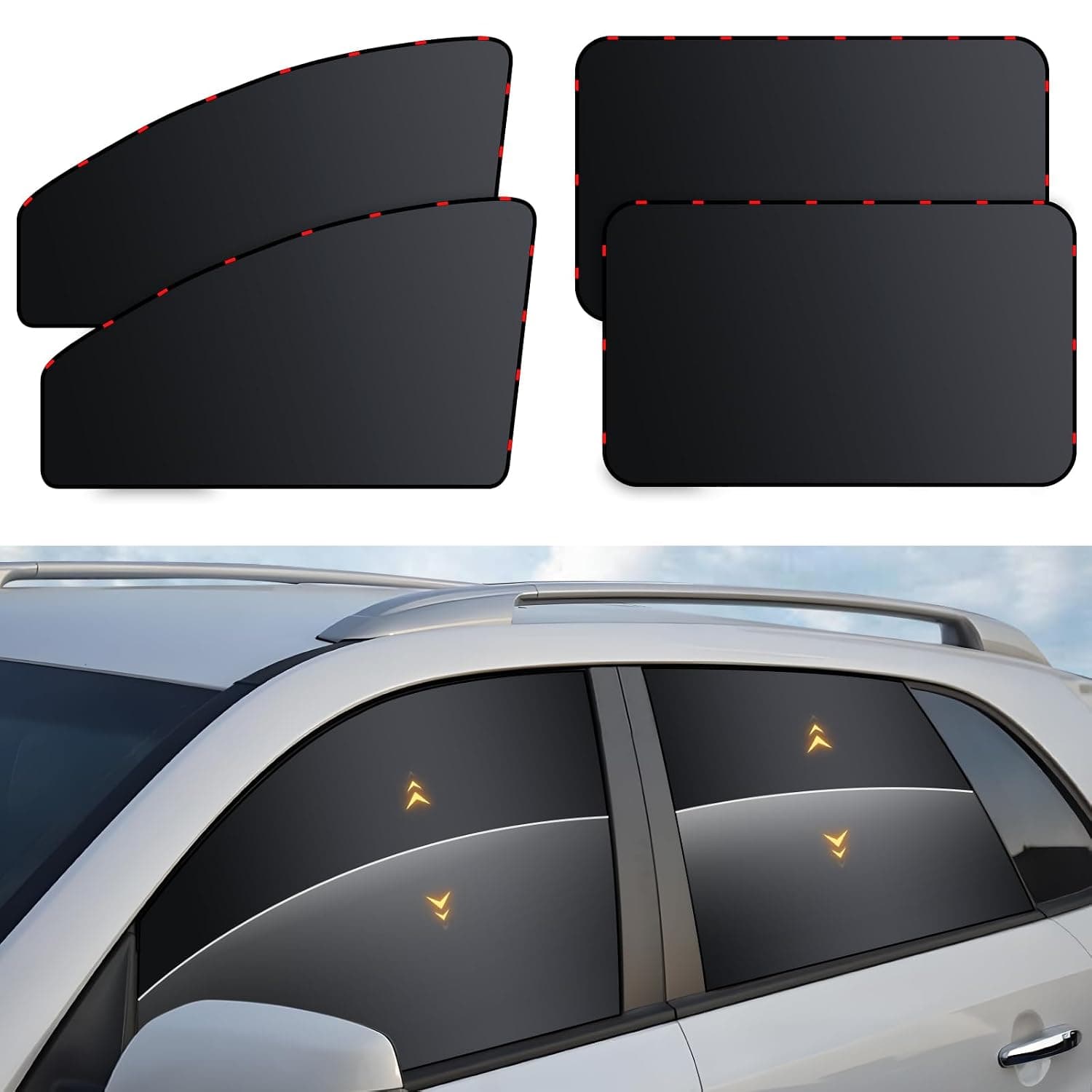ZATOOTO Car Window Shades - 4 Pack Car Window Covers Premium UV Blocking, Side Window Curtains Full Blackout for Privacy, Breastfeeding, Napping, Camping, and Travel, Universal Fit for Most Vehicles | Full Blackout for Privacy, 99% UV‑Block, Heat Insulation, Breastfeeding, Napping, Camping, and Travel, Metal Frame Fit