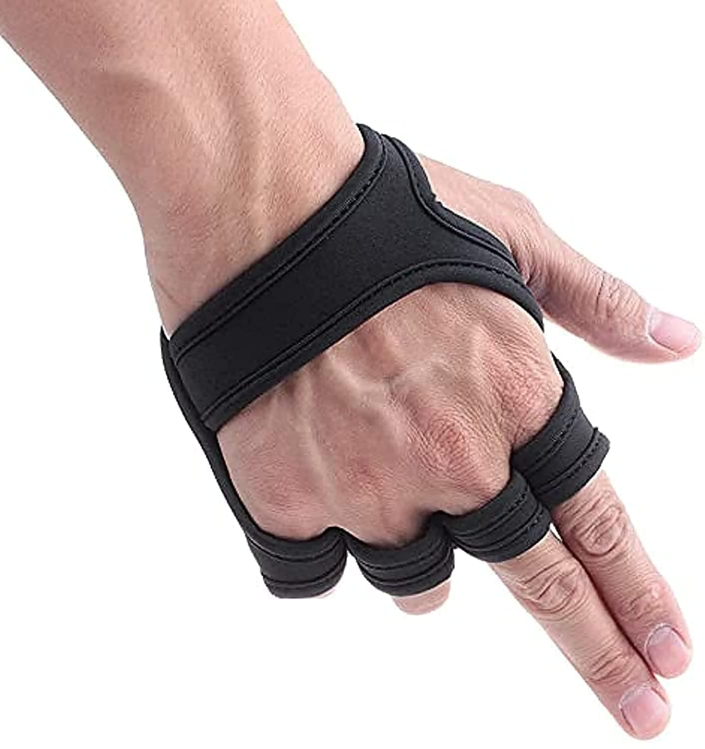 Bukela Weight Lifting Glove Support for Gym Powerlifting Gymnastic Fitness Sport Exercise - Black Elastic Adjustable Compression Wrist Guards Size L