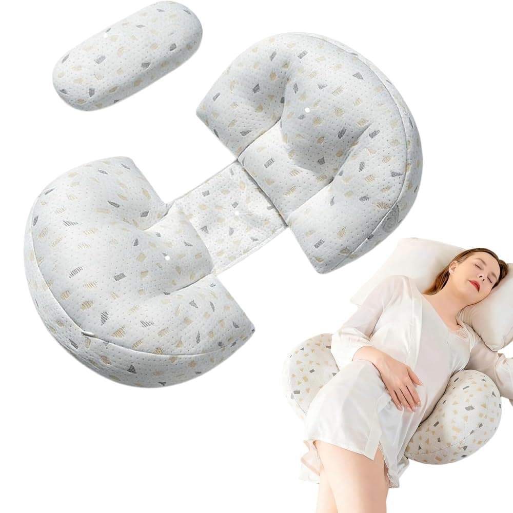 Pregnancy Pillow, Maternity Pillow Side Sleeper Pregnancy Support Pillow Adjustable Bed Wedge Pillow Support Waist Sleeping Pillow, Washable Cover, Best Pregnant Mom Gift (Grey)