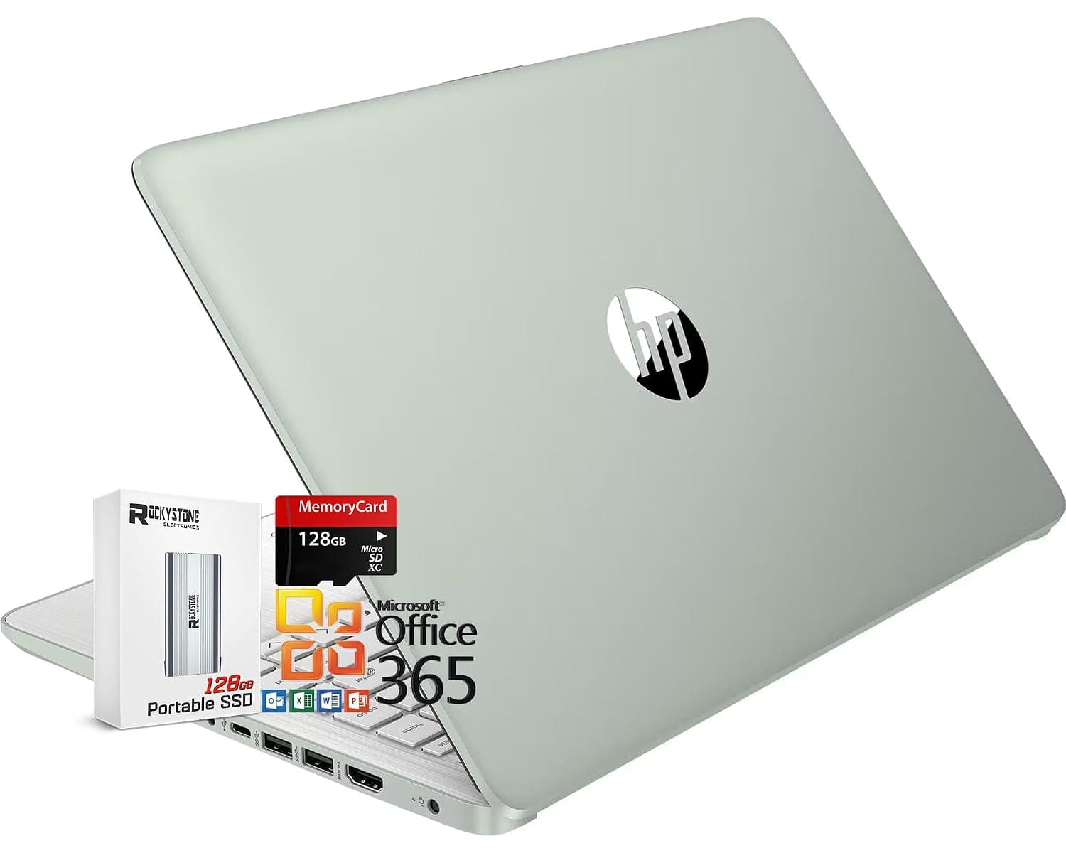 HP 14" HD Thin and Light Laptop, Intel Processor N150(Beat N4120), 8GB RAM, 256GB Storage(128GB UFC+128GB MicroSD), Office 365 1-Year, Copilot AI, WiFi 6, BT 5.4, W/128GB PSD, Win11 S, Willow Green