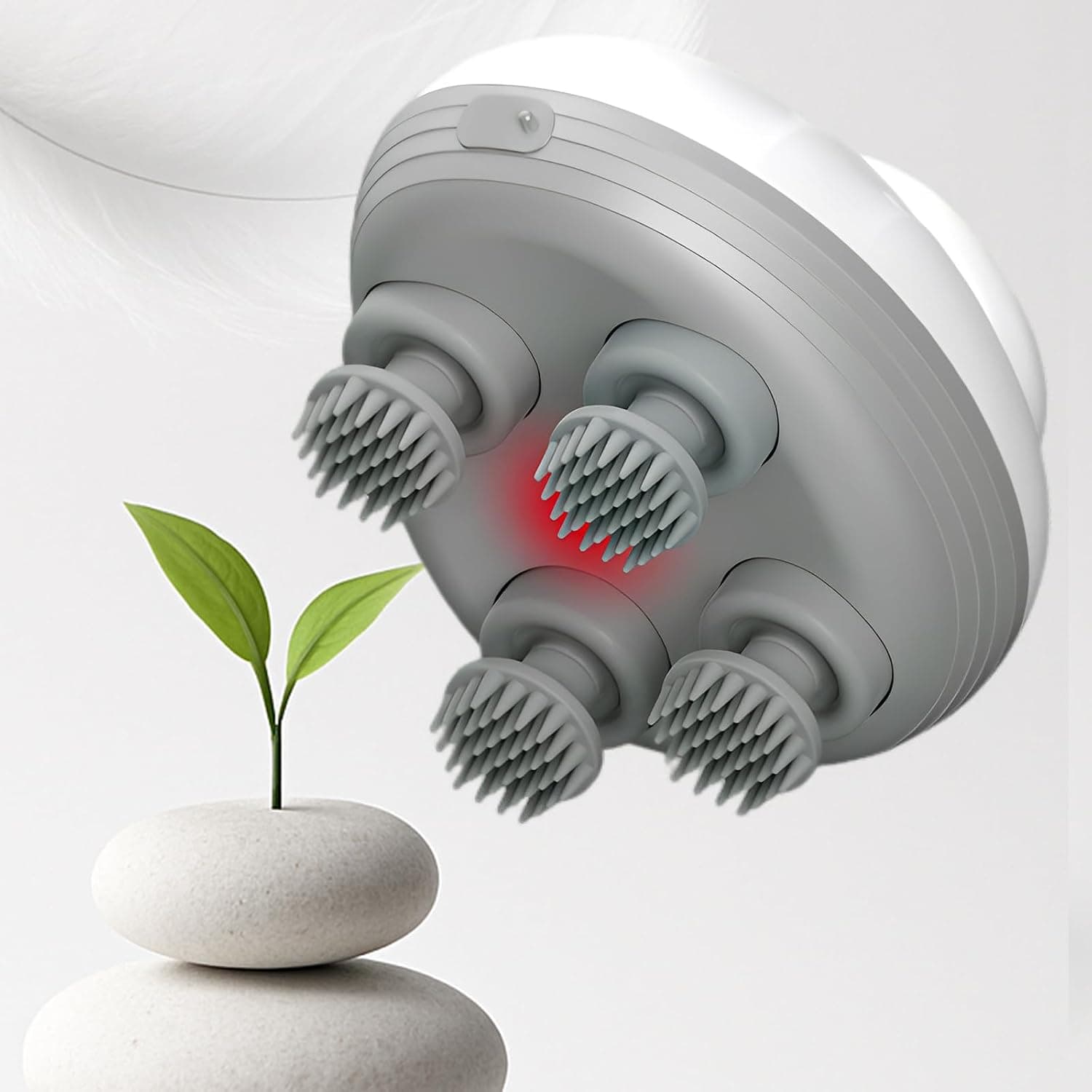 Multi-Functional Electric Scalp and Body Massager, Portable, Rechargeable with 3 Speed Modes and 4 Silicone Massage Heads for Relaxation, and Hair Growth