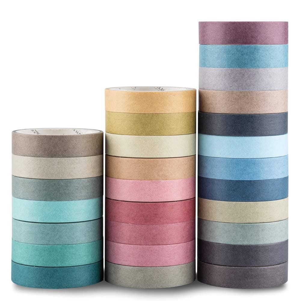 YUBBAEX Washi Tape Pastel Decorative Tape for DIY, Crafts, Gift Wrapping, Scrapbook Supplies 28 Rolls