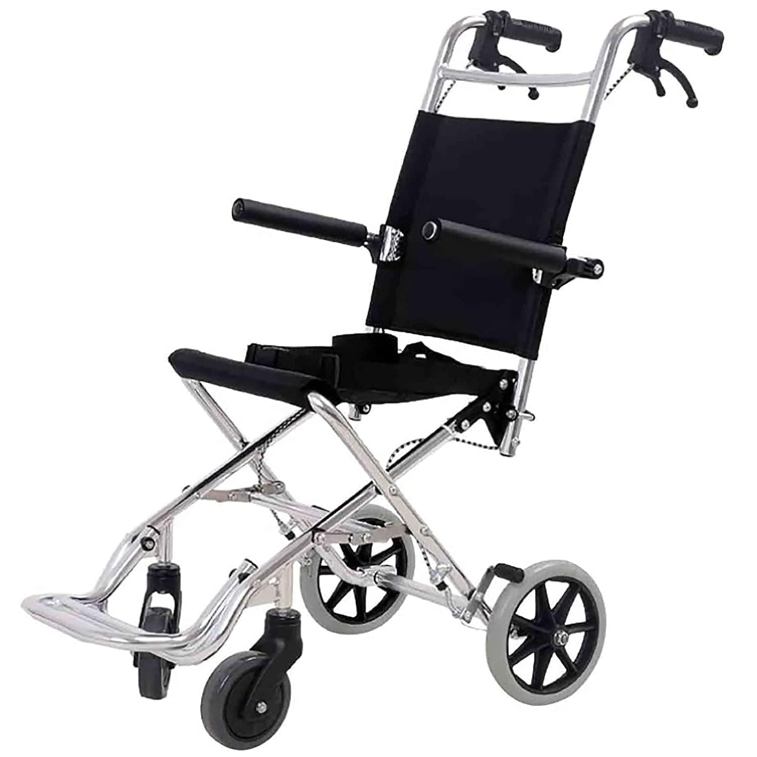 Lightweight Aluminium Wheelchair, Folding Trolley Frame Ultra Lightweight Device with Flip Up Armrests and Seat Belt-Weighs Only 6kg