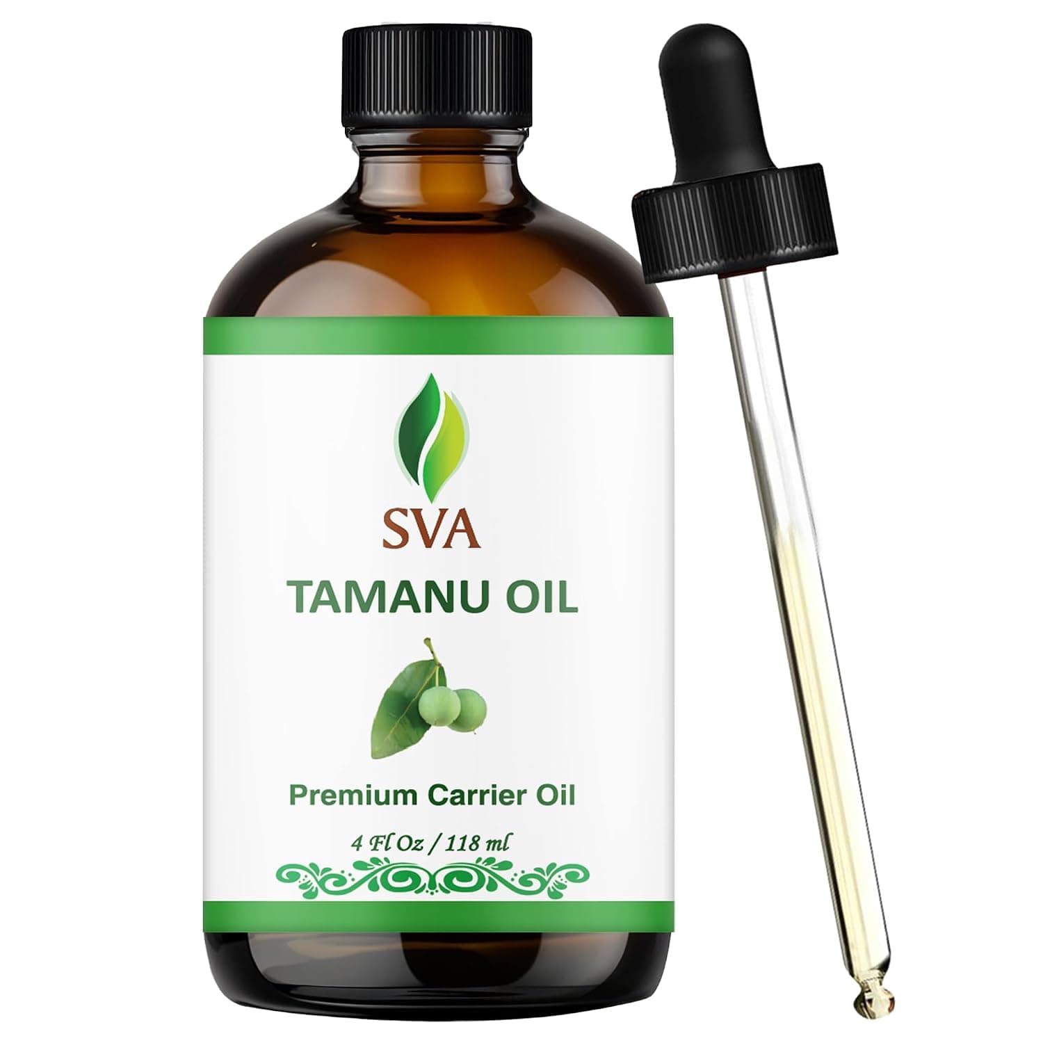 SVA ORGANICS Organic Premium Therapeutic Grade Pure Tamanu Cold Pressed Oil - 4oz (118ml)