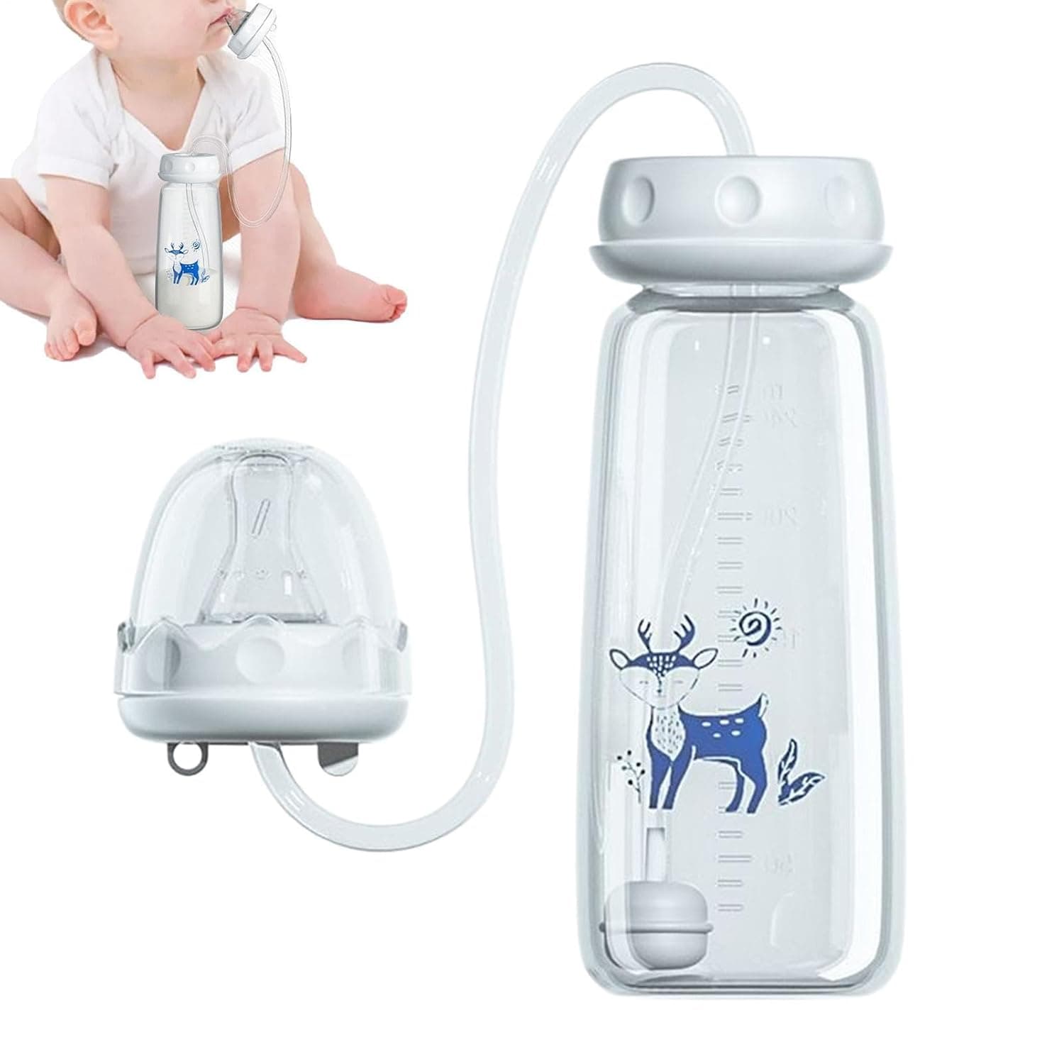 240ml Silicone Anti-colic Portable Adjustable, 3-in 1 Hands Free Leakproof