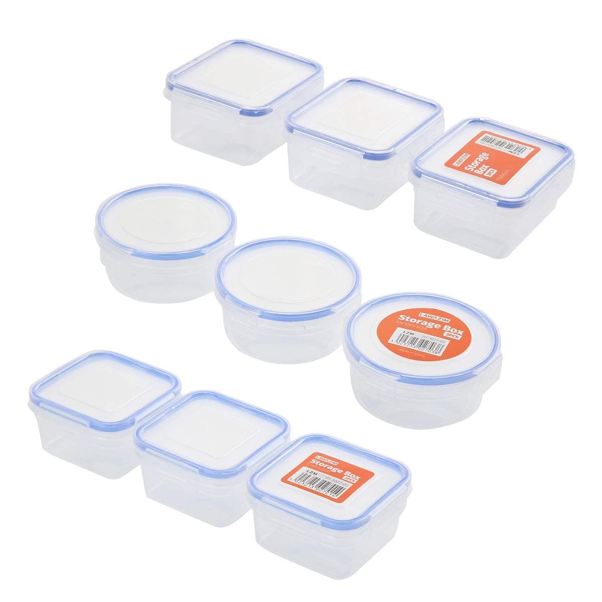 Lawazim Plastic Airtight Container Storage Box Set - 9 Piece -Small BPA-Free Transparent Food Containers with Snap-Lock Lids (0.45L, 0.36L, 0.4L) -for Meal Prep, Kitchen Organization, & Lunch Packing